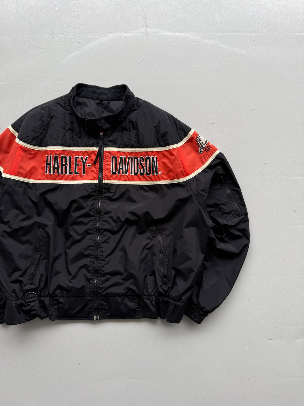 Black Harley Davidson 00's Screamin Eagle Vintage Made in USA Biker Jacket - XL
