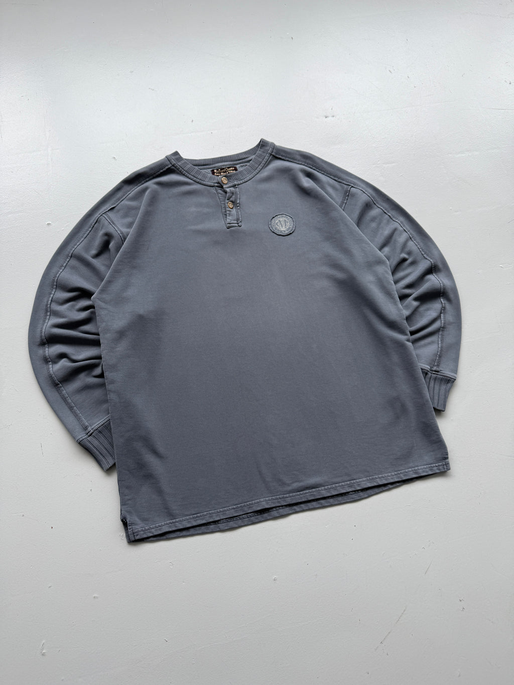 Marlboro Classics Faded Grey 90's Vintage Henley Sweatshirt - 2XL