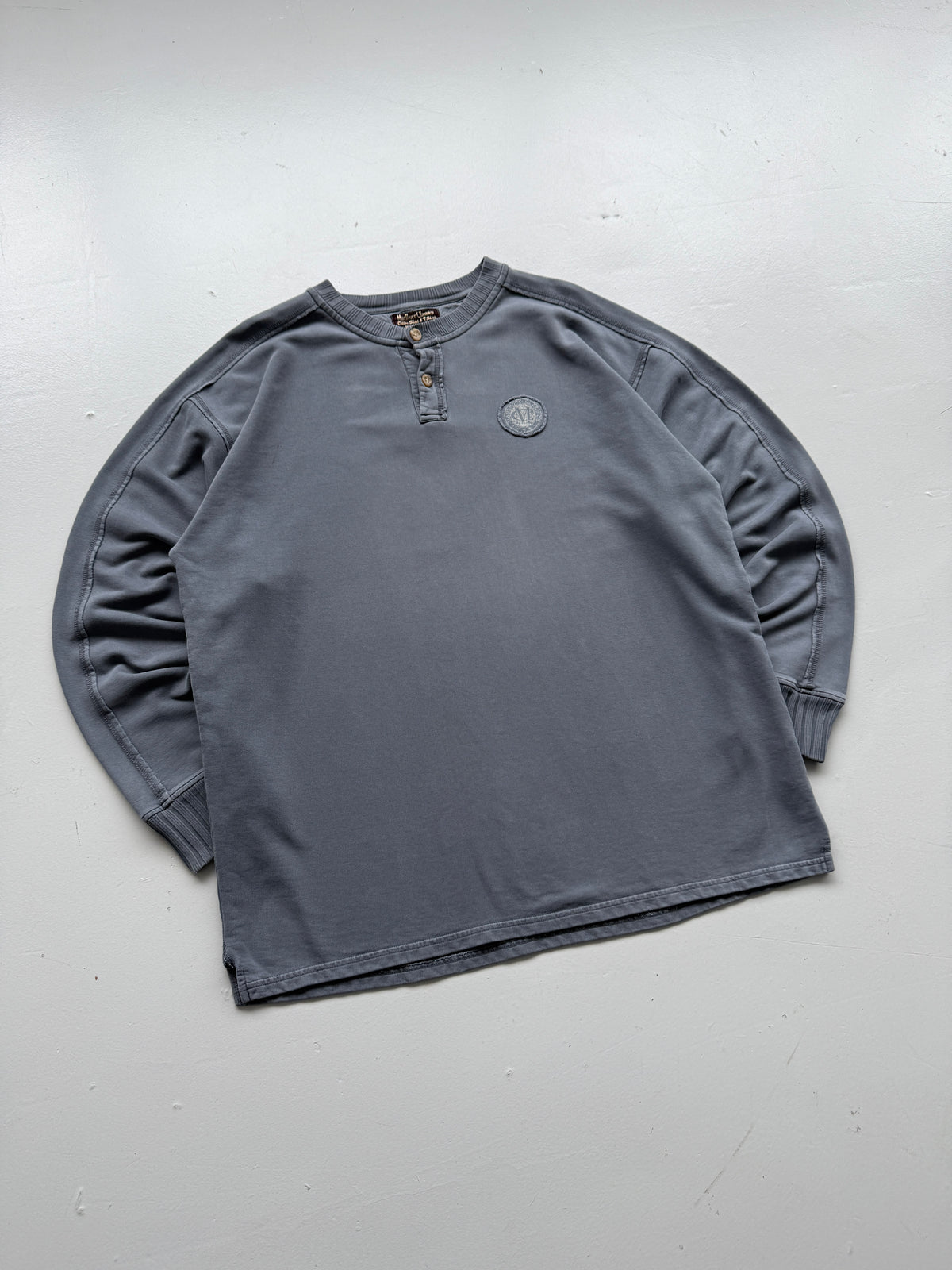 Marlboro Classics Faded Grey 90's Vintage Henley Sweatshirt - 2XL