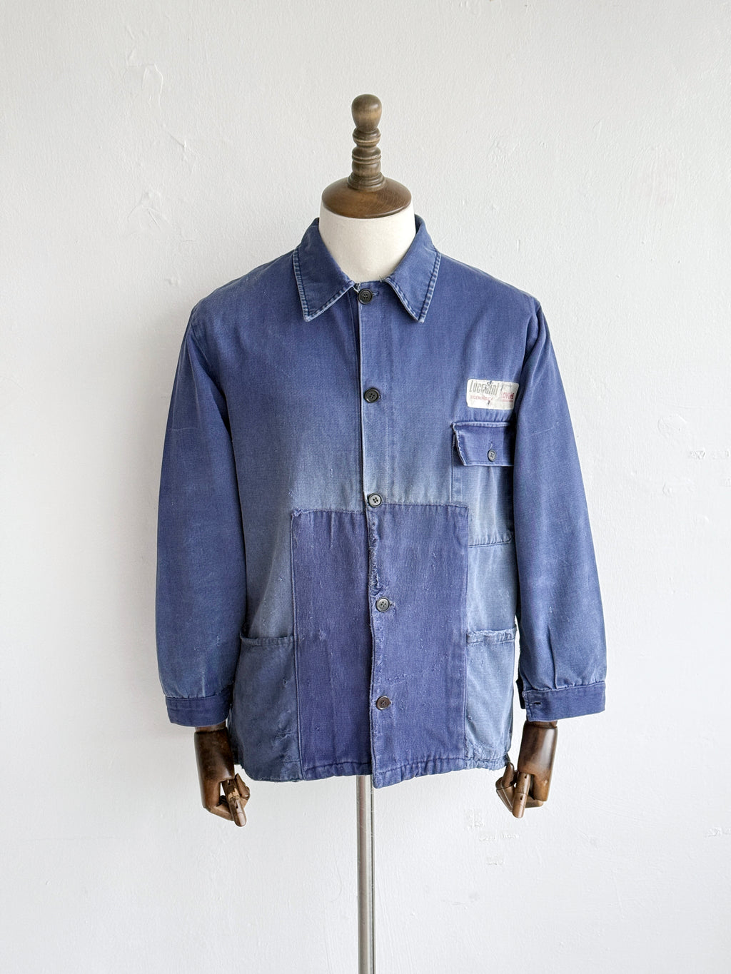 Thrashed Blue French 80's Vintage Workwear Chore Jacket CH562