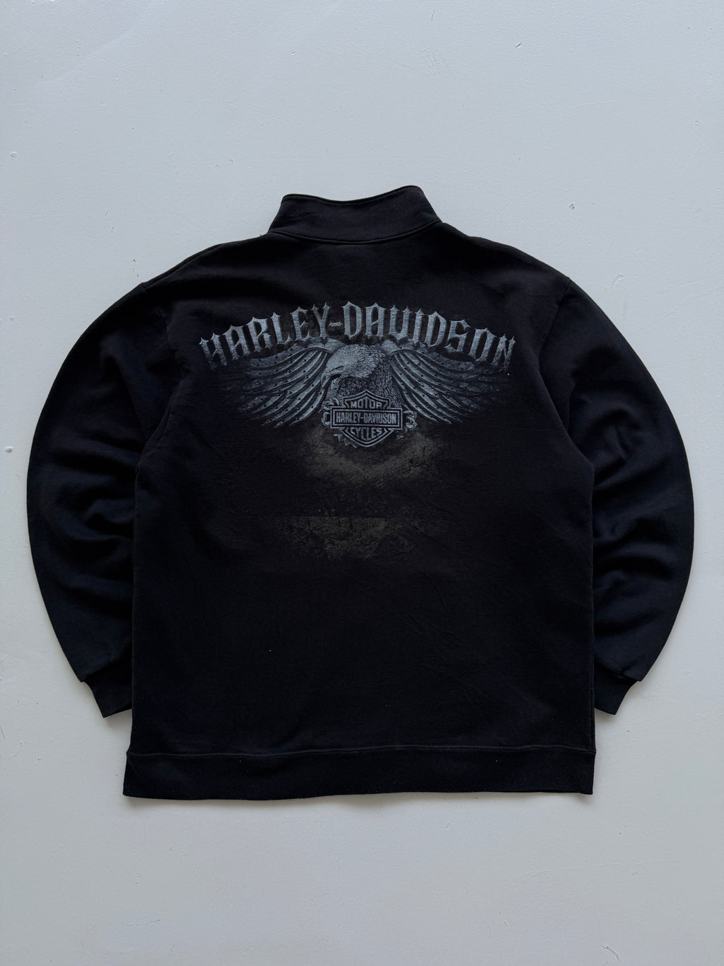Harley Davidson Eagle Graphic Vintage Full Zip Sweatshirt - Large