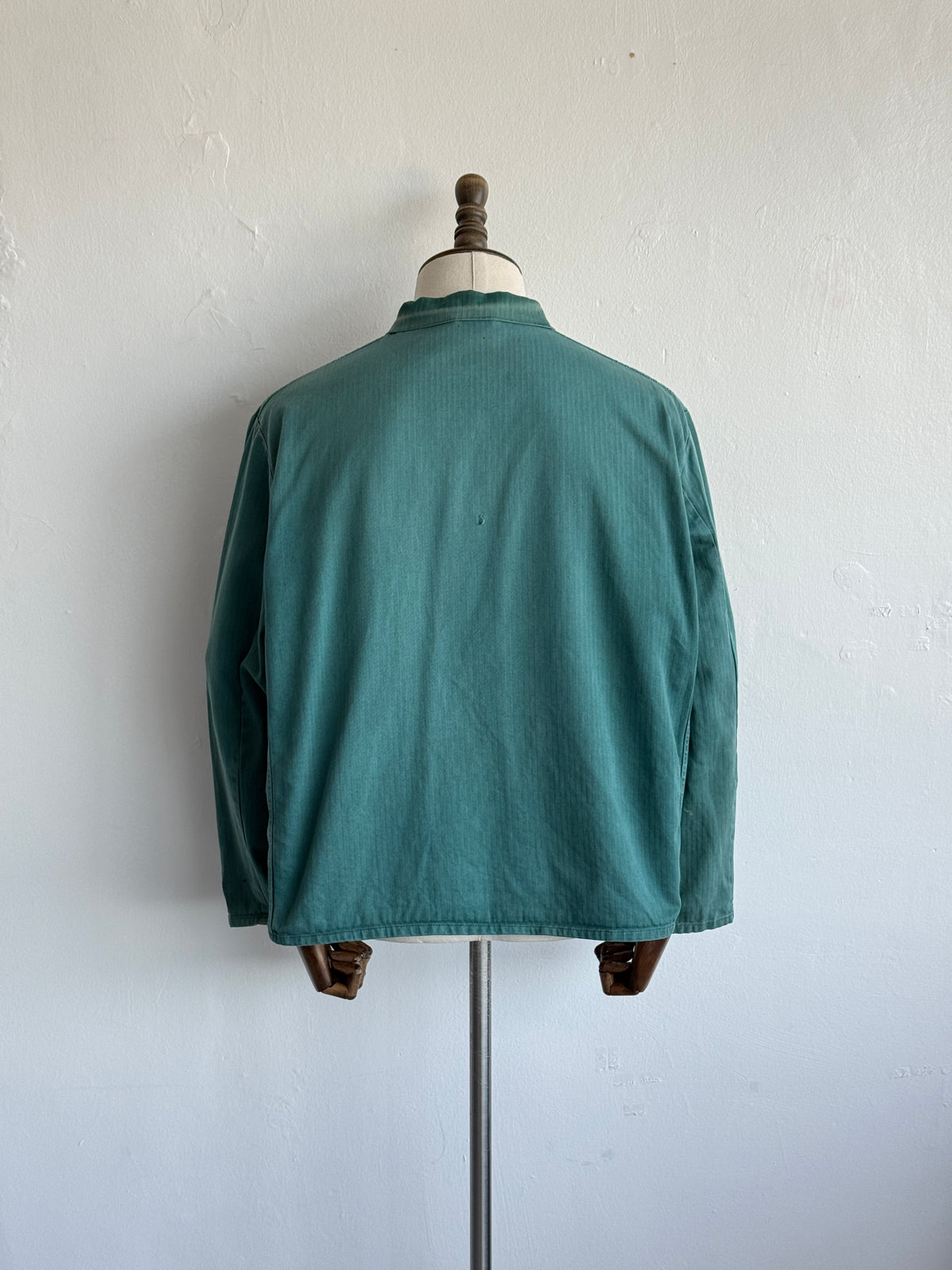 Thrashed Green French 1960s Vintage Workwear Chore Jacket CH504 - Small
