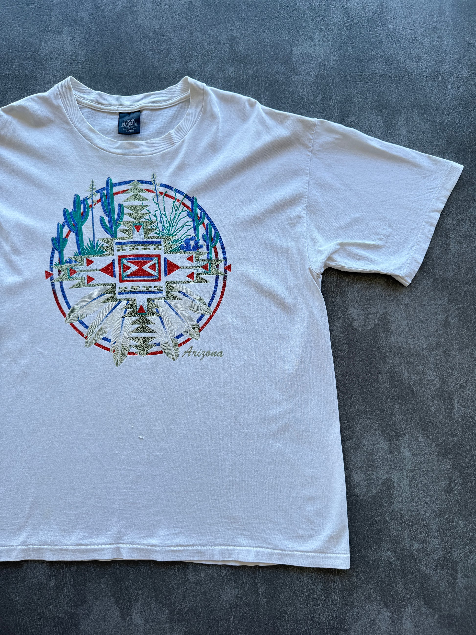 White Arizona Native Southwest 90's Vintage Single Stitch Graphic T-Shirt - XL