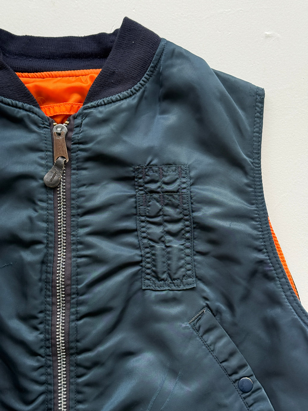 Alpha Industries Reversible Made in USA 80's Vintage MA-1 Bomber Vest - Large