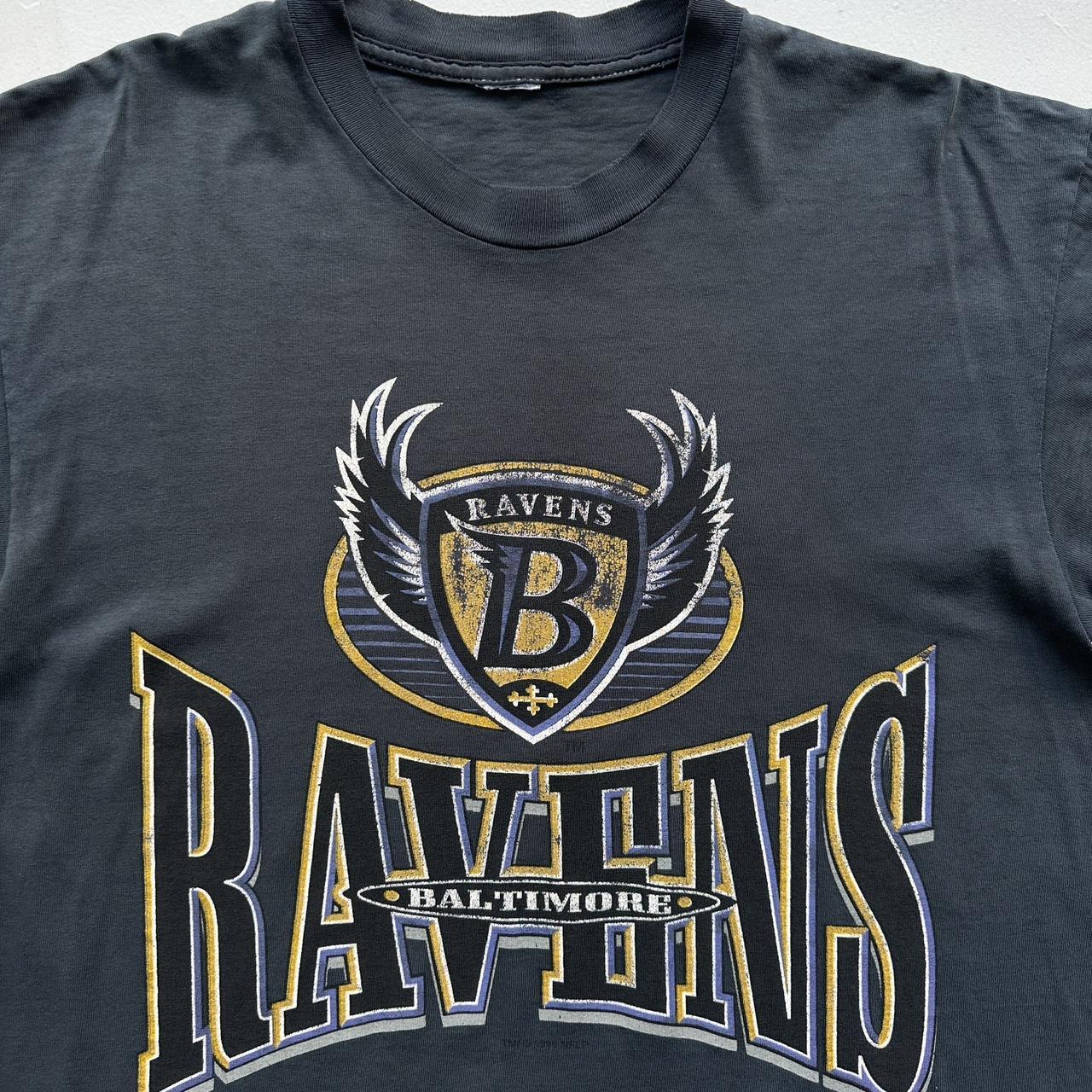 Charcoal Grey / Black Over Dyed Baltimore Ravens Vintage NFL 90's T-shirt - Large