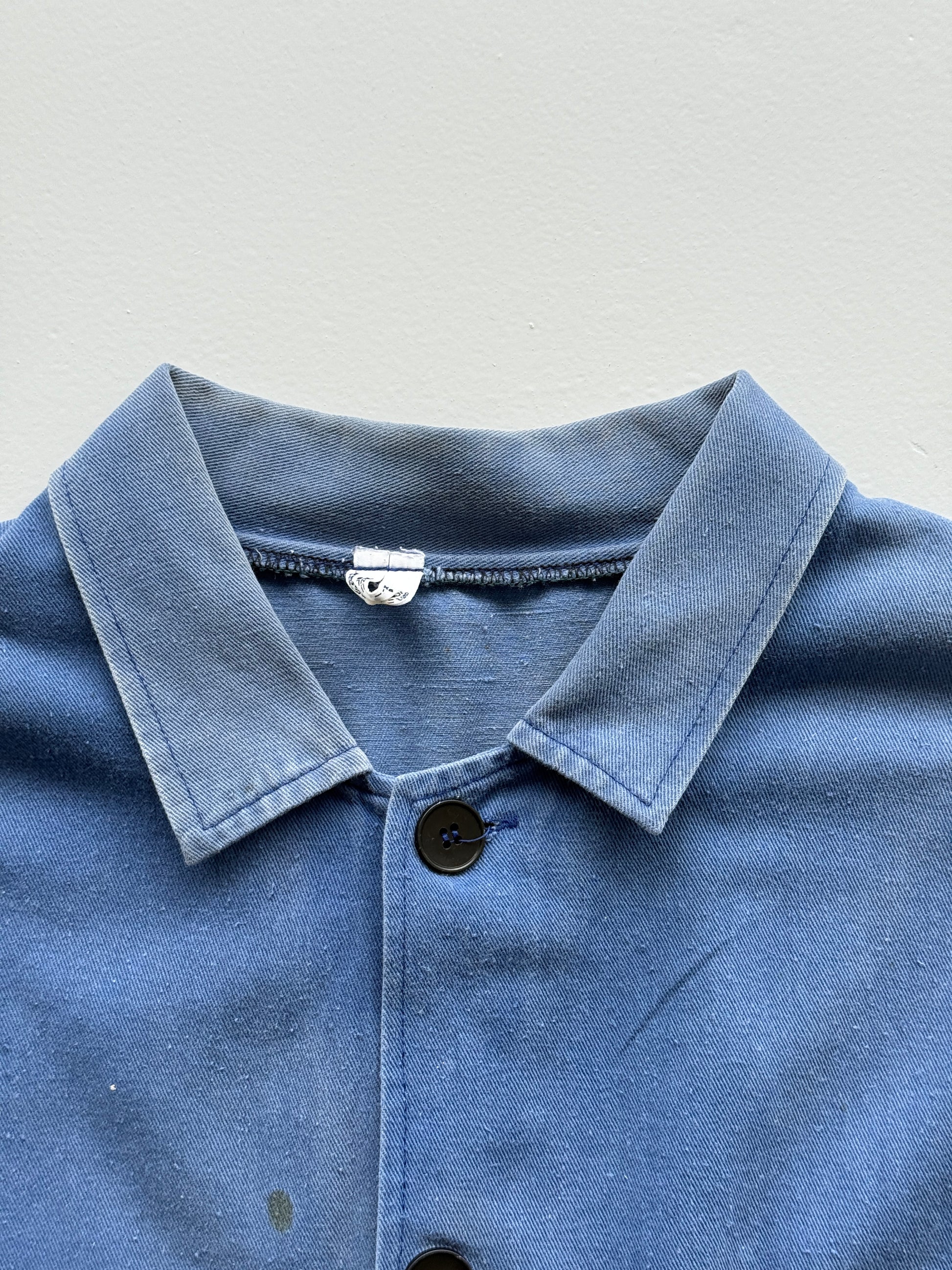 Thrashed Blue French Chore Jacket 70's Vintage Workwear CH170 - Oversized Medium