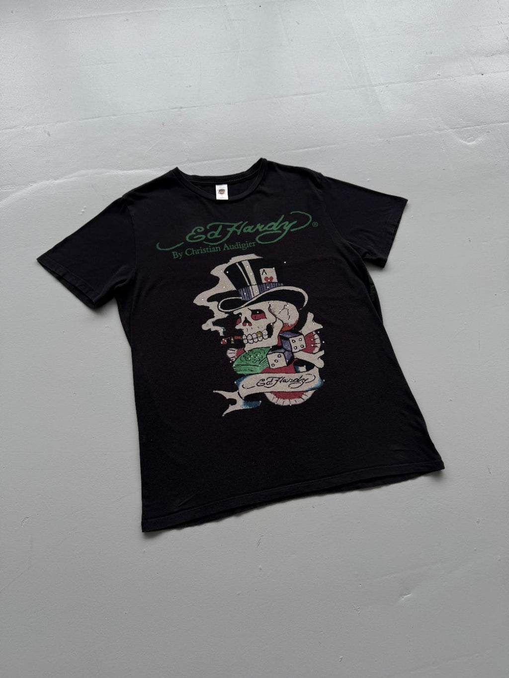 Ed Hardy by Christian Audigier Skull Gambling Y2K Graphic T-Shirt - Large