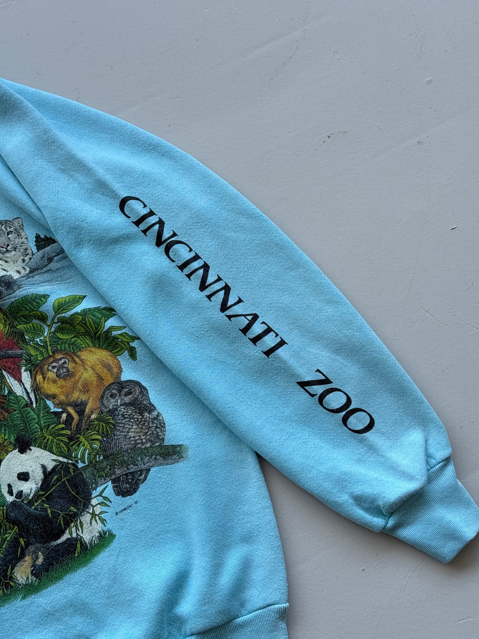 Blue Cincinnati Zoo 90's Vintage Animal Graphic Sweatshirt Jumper - Medium