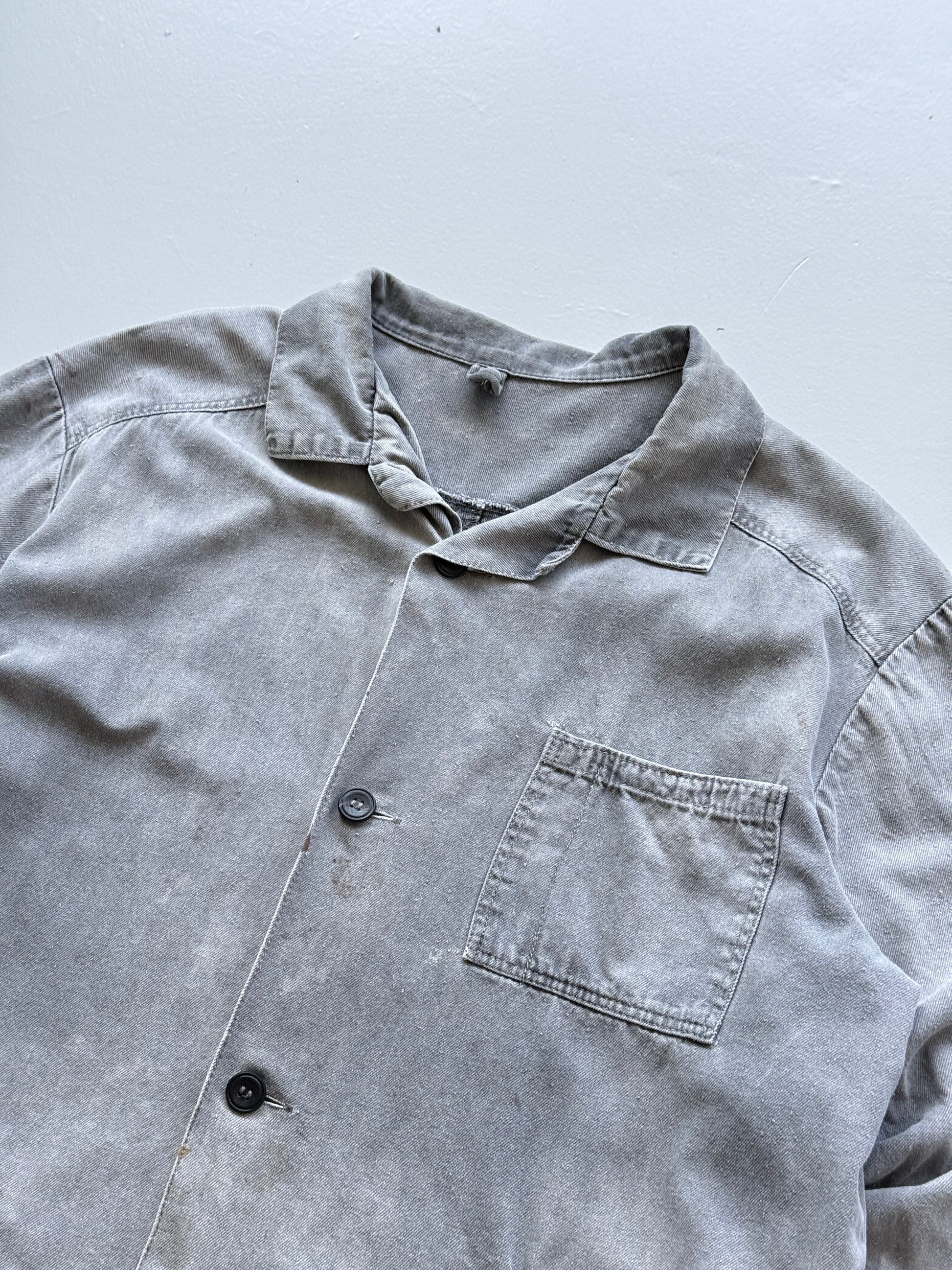 Faded Grey French Chore Jacket 80's Vintage Workwear CH321 - Boxy Medium