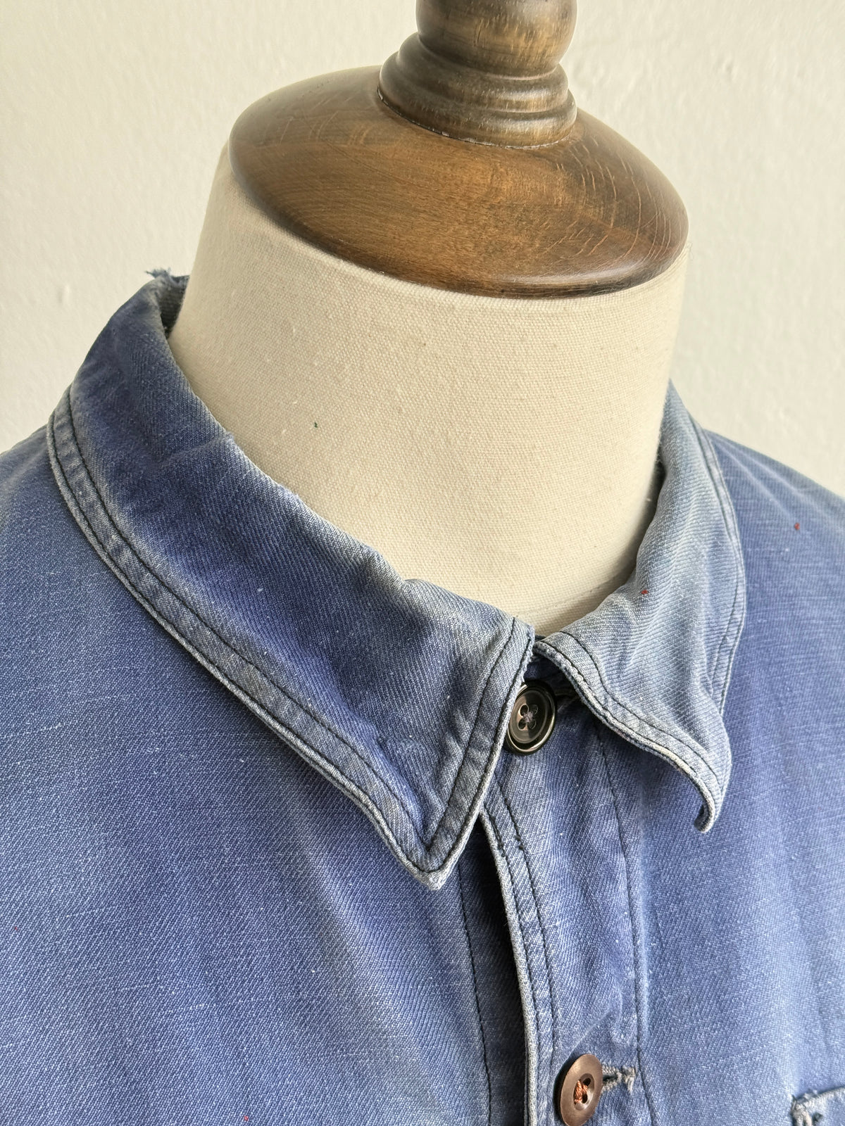 Thrashed Blue French 1950's Vintage Workwear Chore Jacket CH512 - XS/S