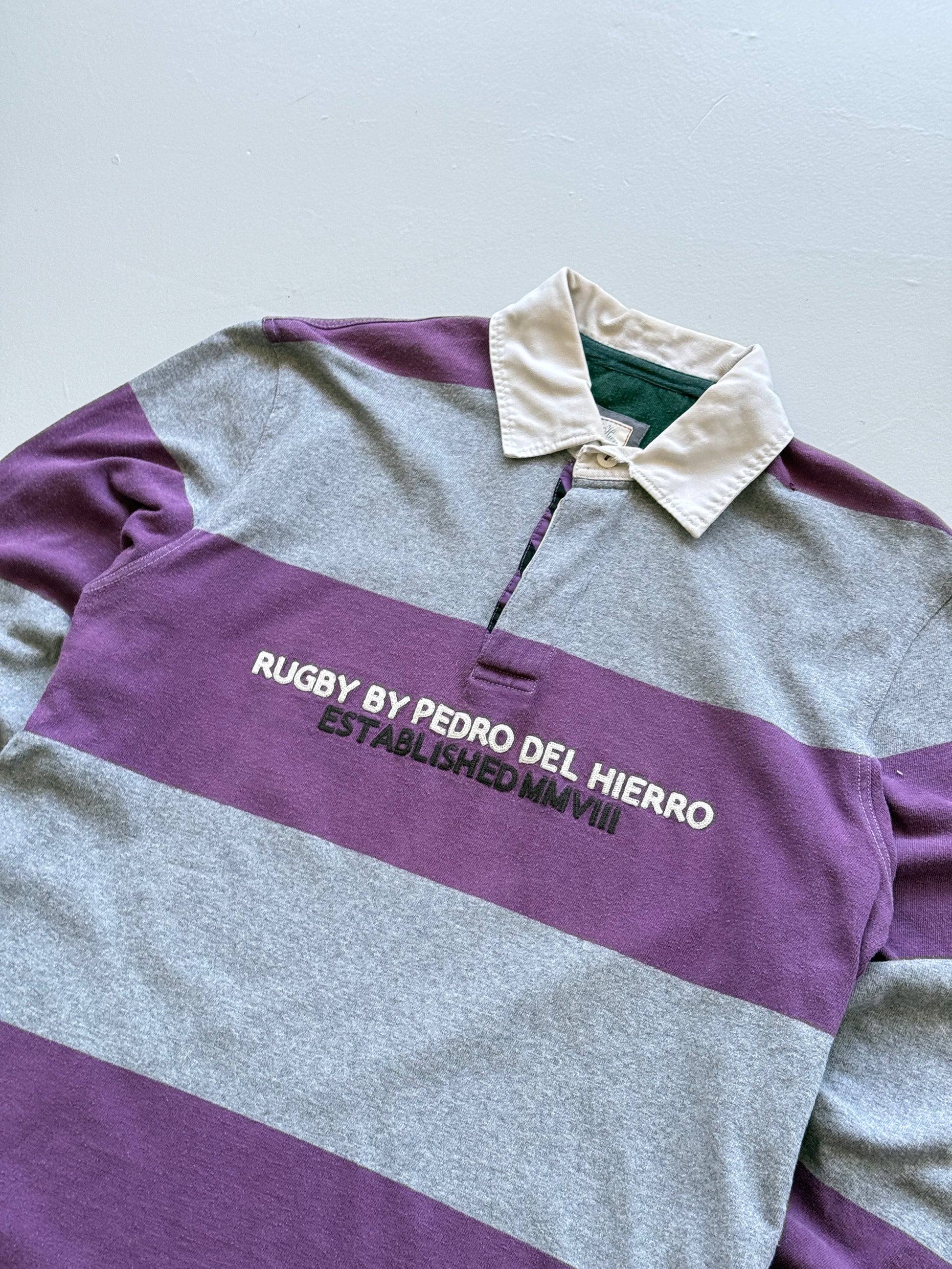 Pedro del Hierro Striped Vintage Long Sleeve Rugby Polo - Medium