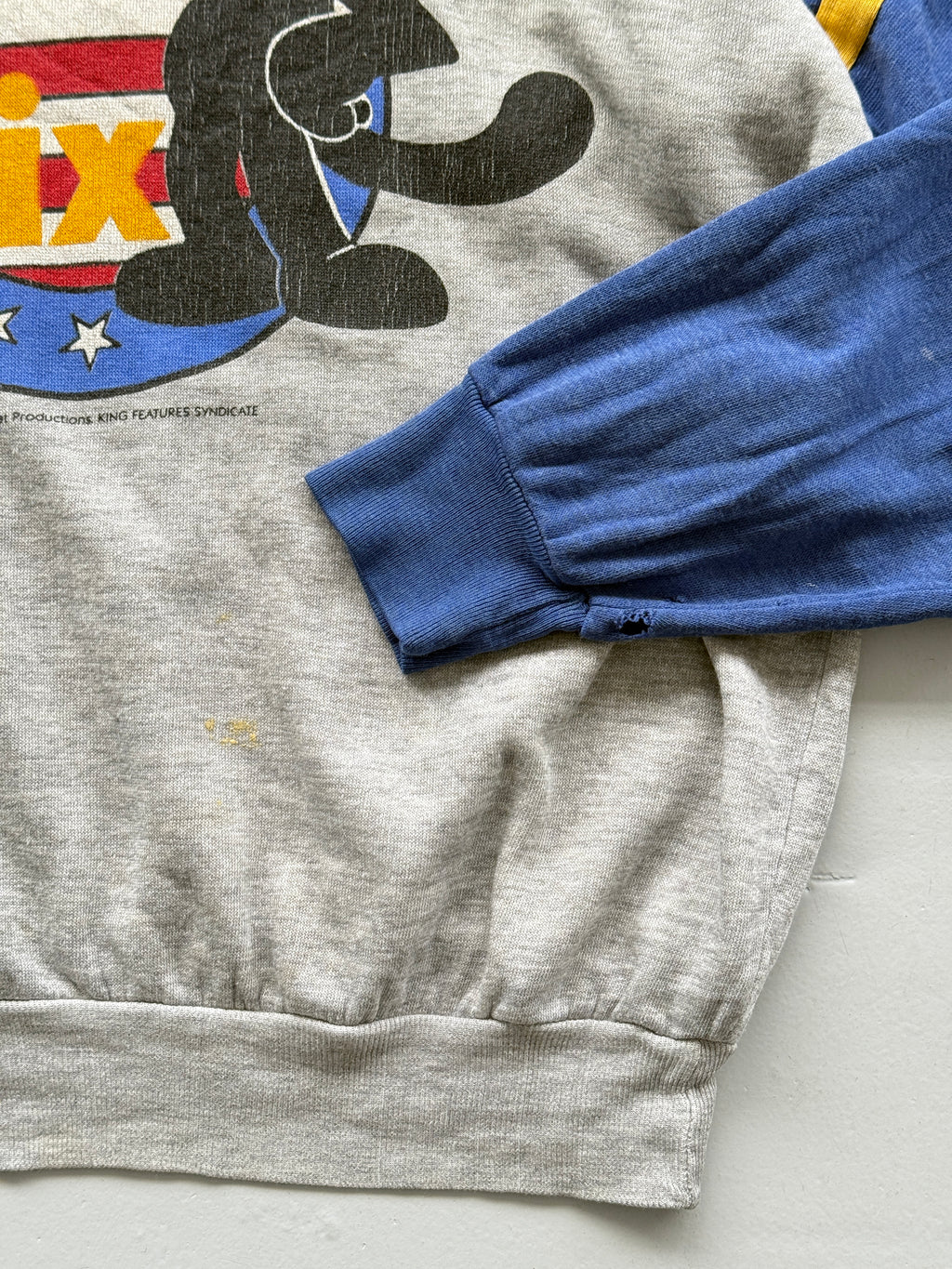 Grey Felix 80's Vintage Graphic Cartoon Raglan Sleeve Sweatshirt - Small