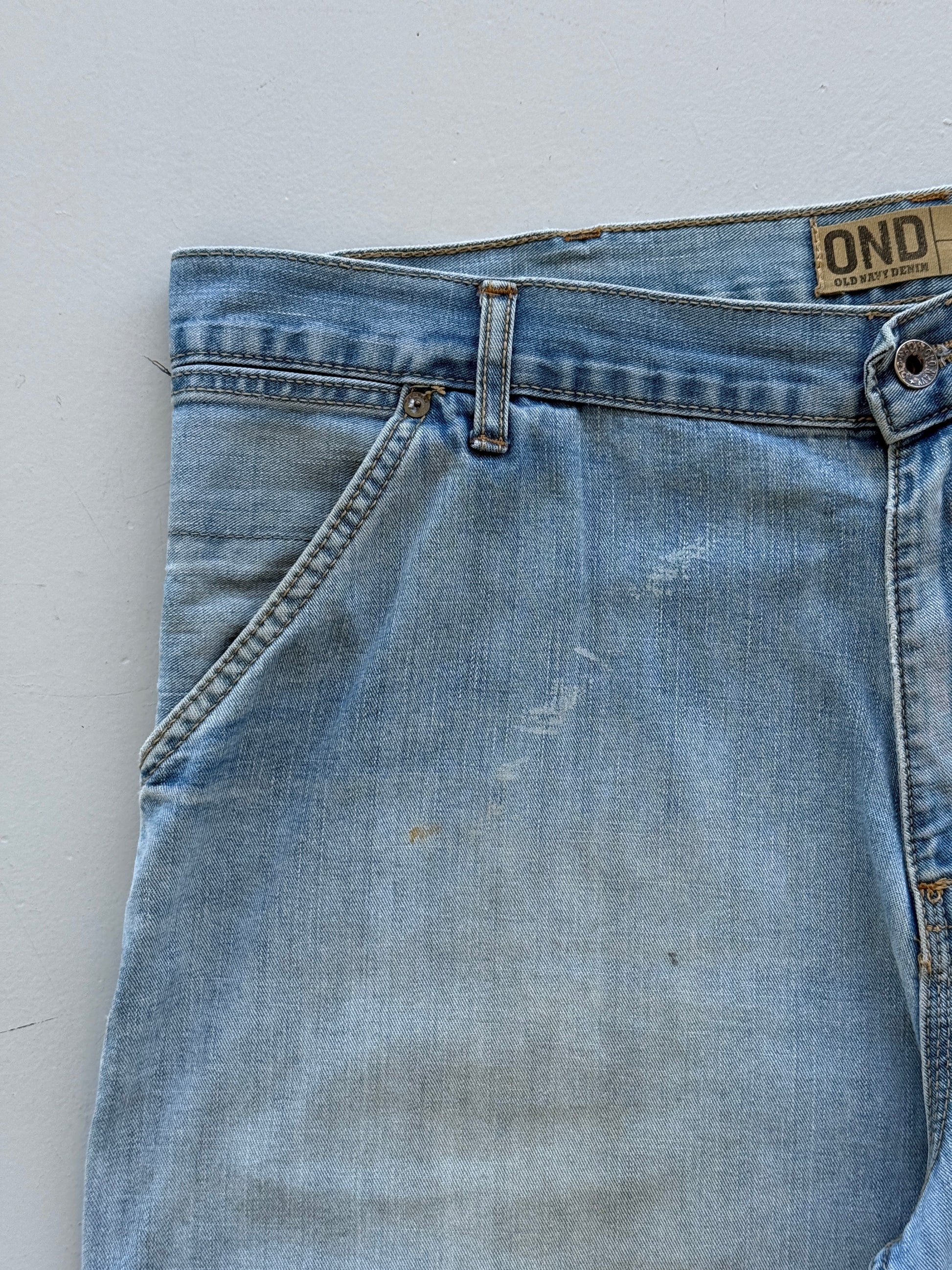 Light Blue Old Navy 00's Vintage Y2K Baggy Carpenter Denim Shorts - W40 x L11