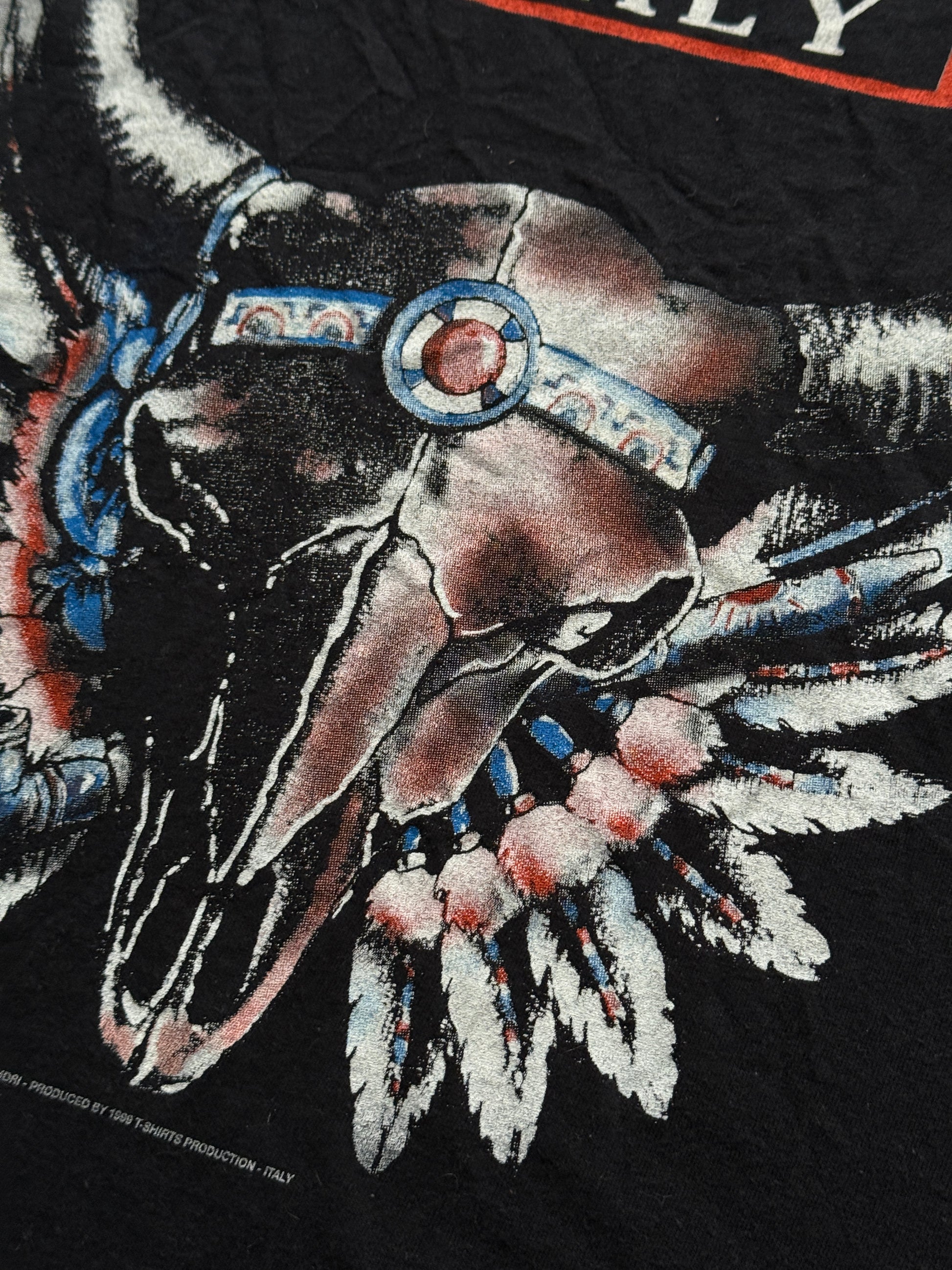 Black Italian Harley Davidson Vintage T-Shirt 90's - Large