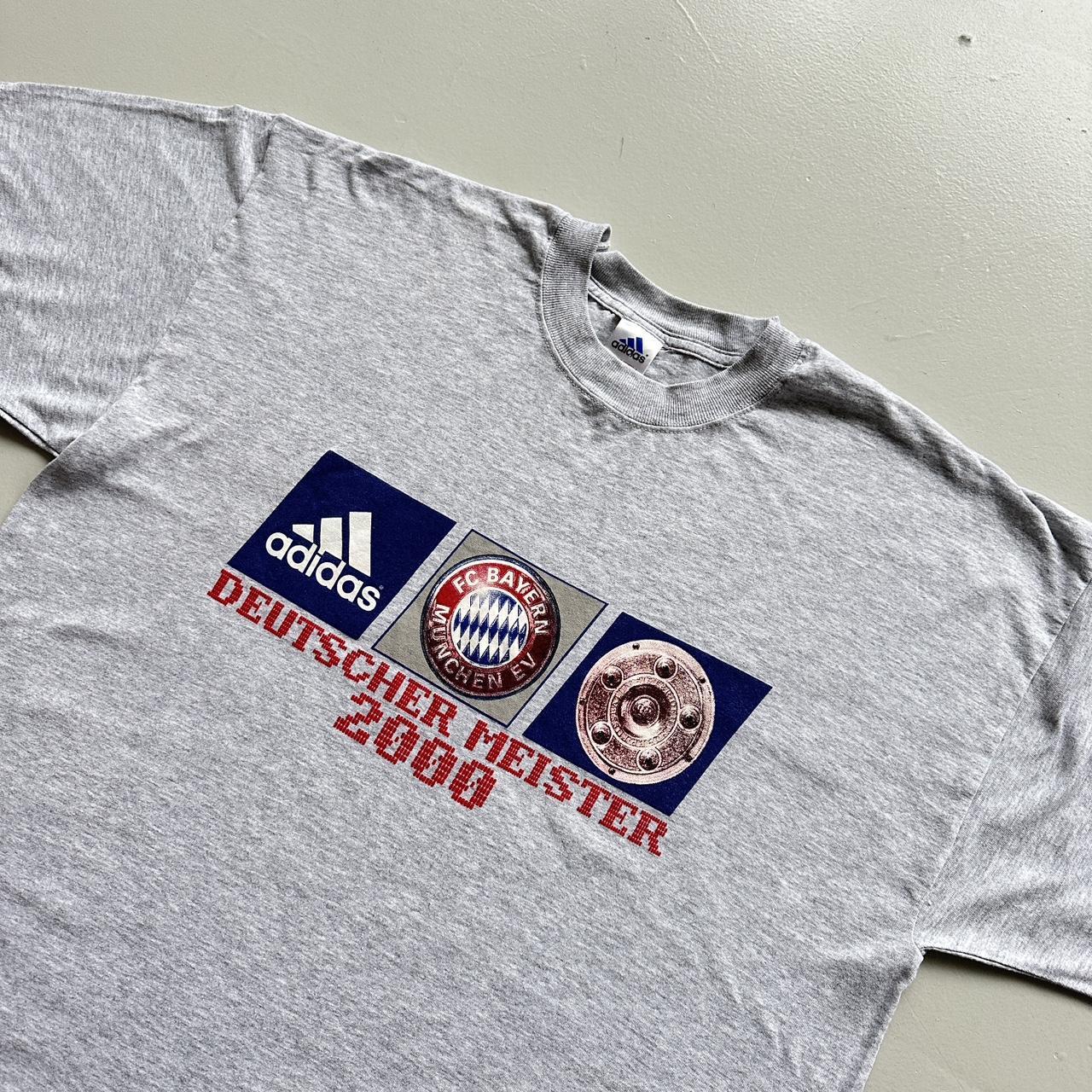 Grey Adidas Bayern Munchen Football 00s Vintage Graphic T-Shirt - XL