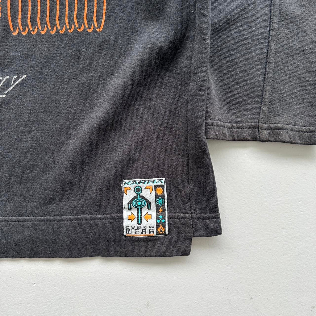 Faded Grey Karma Techno 90’s Vintage Graphic Sweatshirt - XL