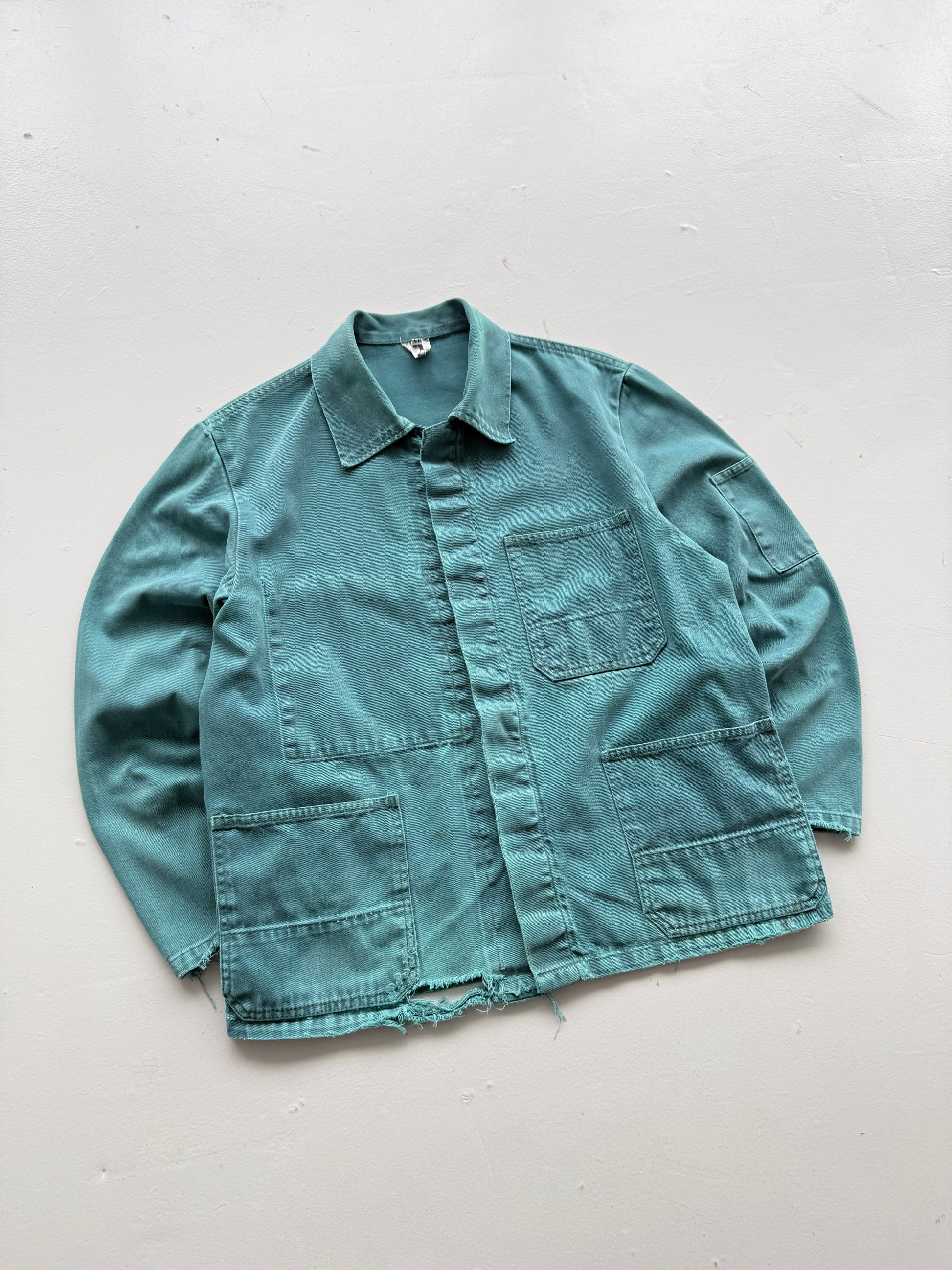 Teal French Vintage Workwear Chore Jacket 80's CH381 - Small