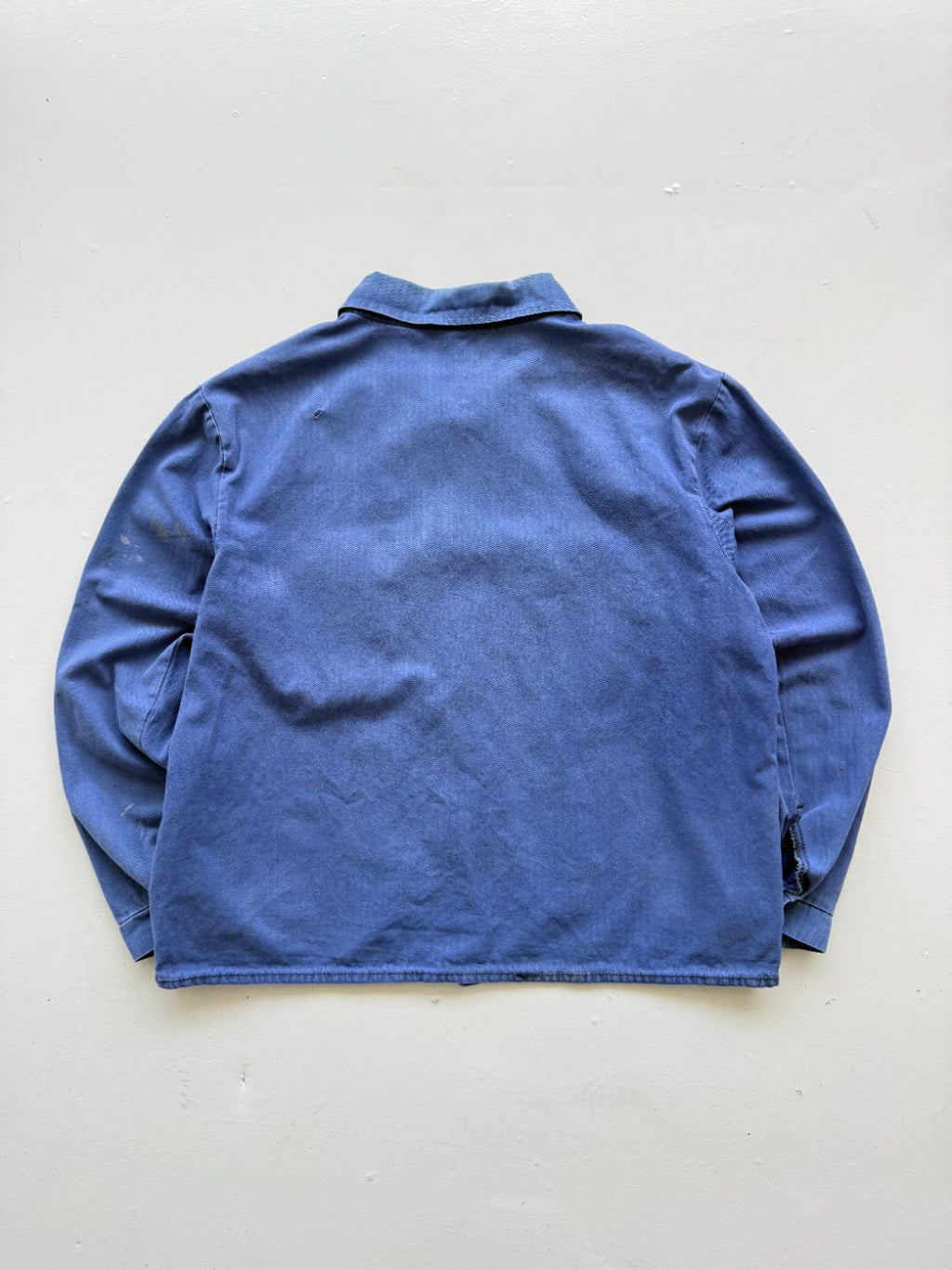 Blue French Herringbone 1970's Vintage Workwear Chore Jacket CH330 - Small