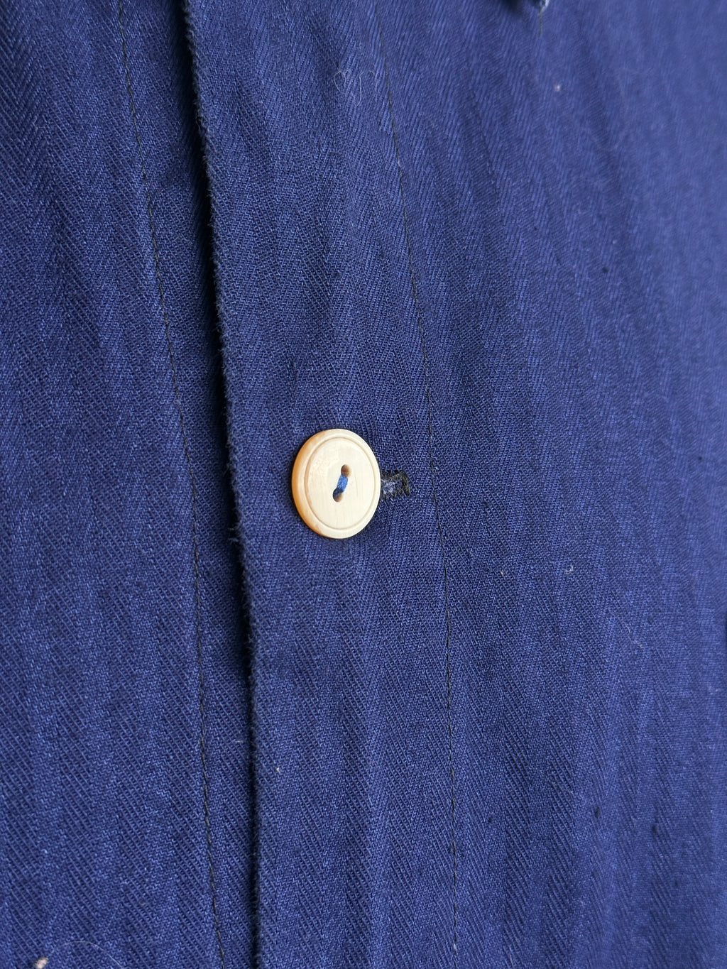 Indigo Blue Herringbone German Vintage Workwear Chore Jacket CH524 - Medium