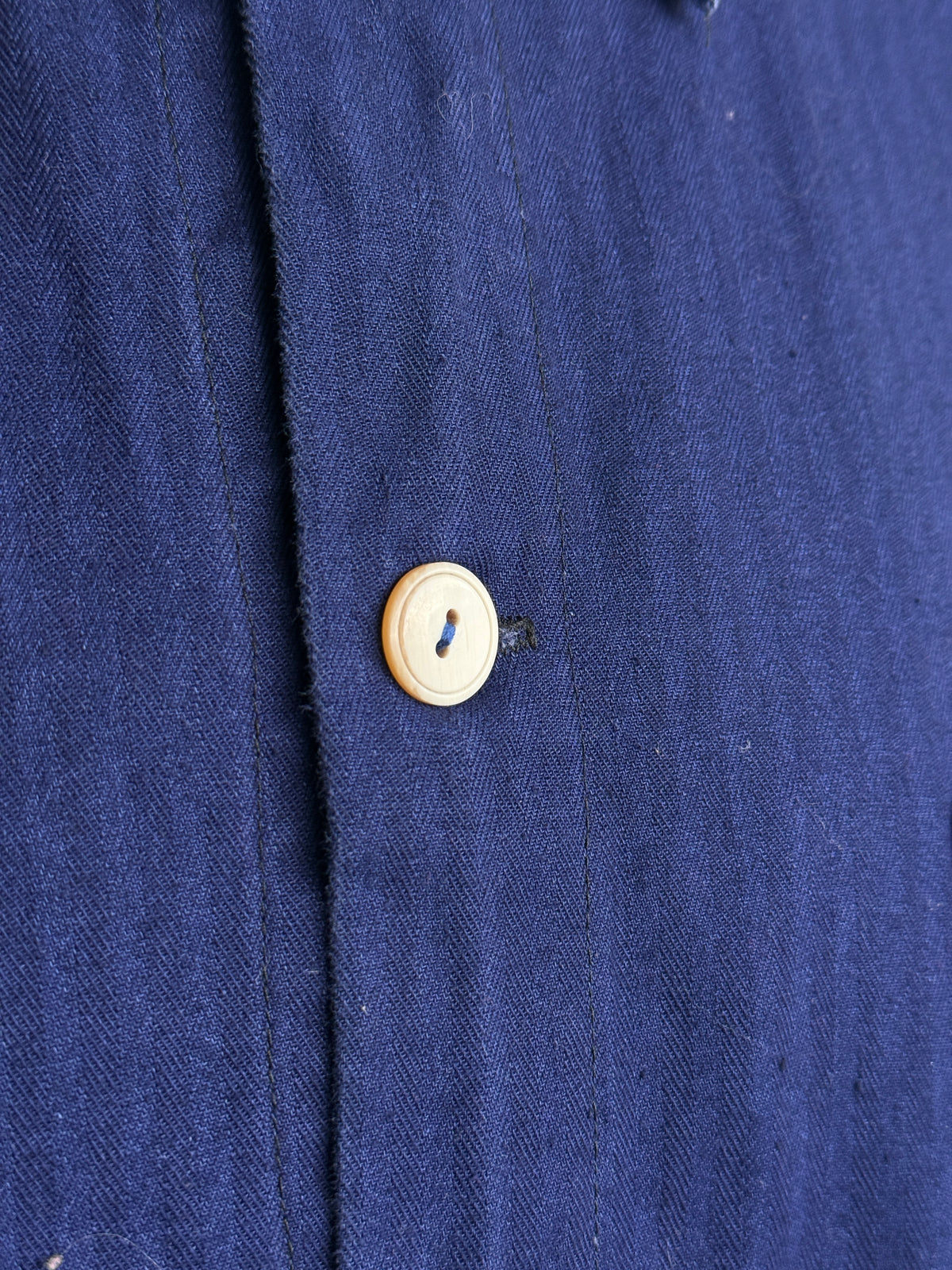 Indigo Blue Herringbone German Vintage Workwear Chore Jacket CH524 - Medium