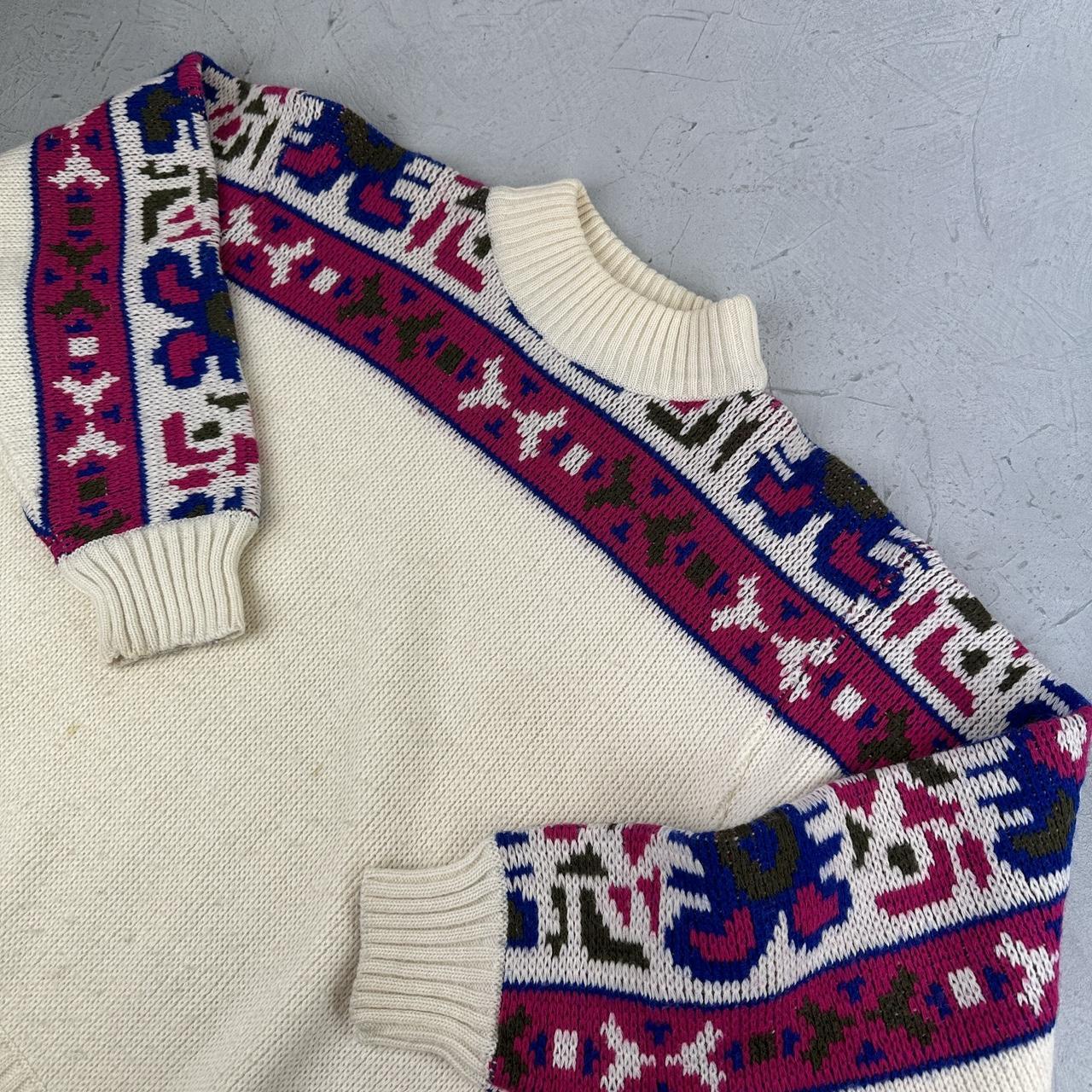 K-Way Patterned 80's Knitted Sweatshirt - Small