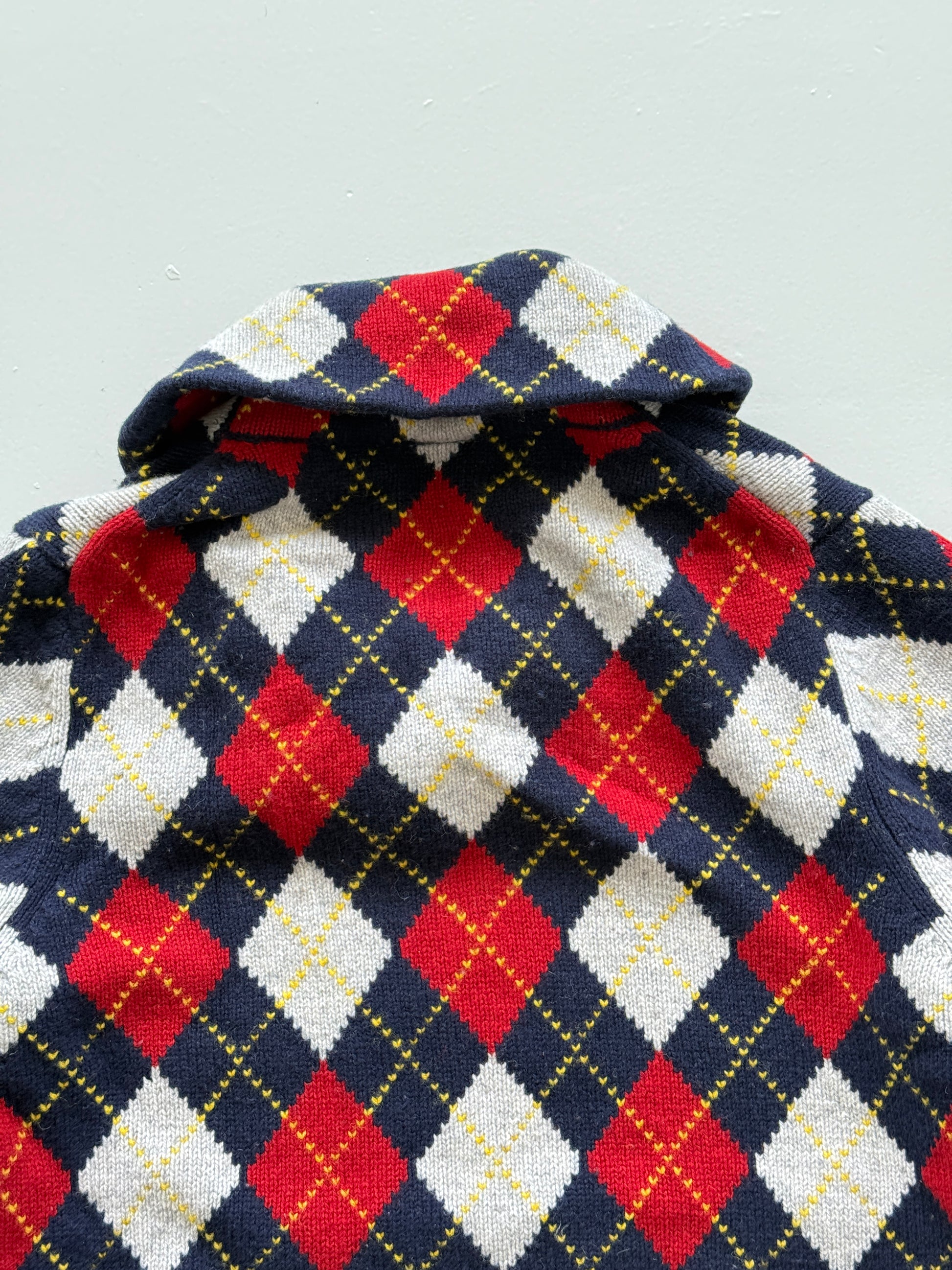 Red Argyle Brooks Brothers 00's Vintage Wool Knit Jumper - Medium