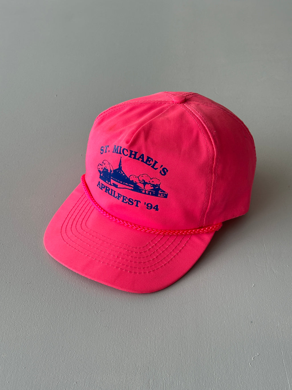 Neon Pink St. Michael's Aprilfest '94 Vintage SnapBack Trucker Cap