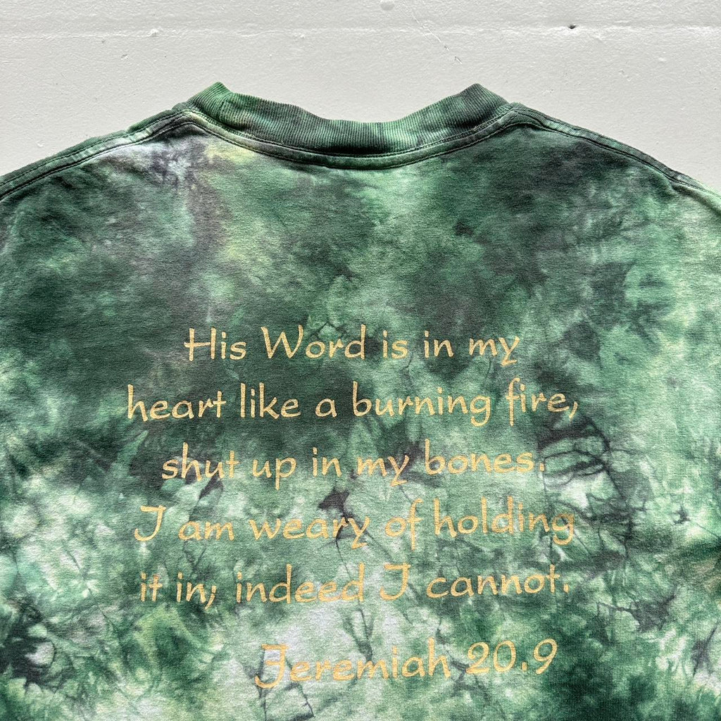 Green Tie Dye Jesus Freak 00s Vintage Graphic T-Shirt - Small