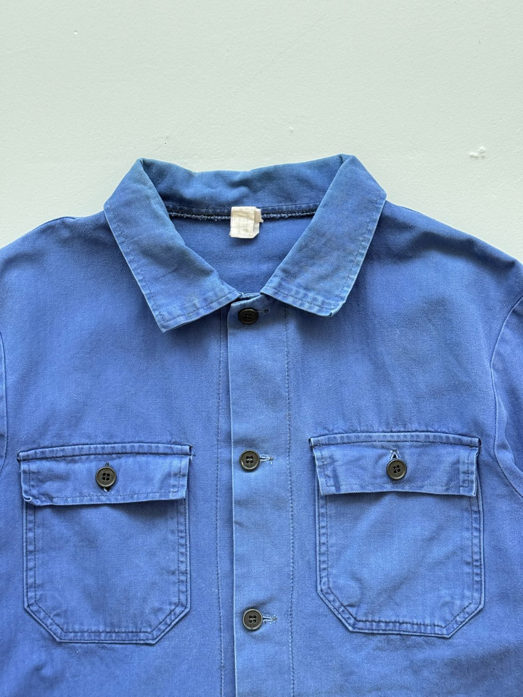 Blue French Herringbone 1970's Vintage Workwear Chore Jacket CH330 - Small