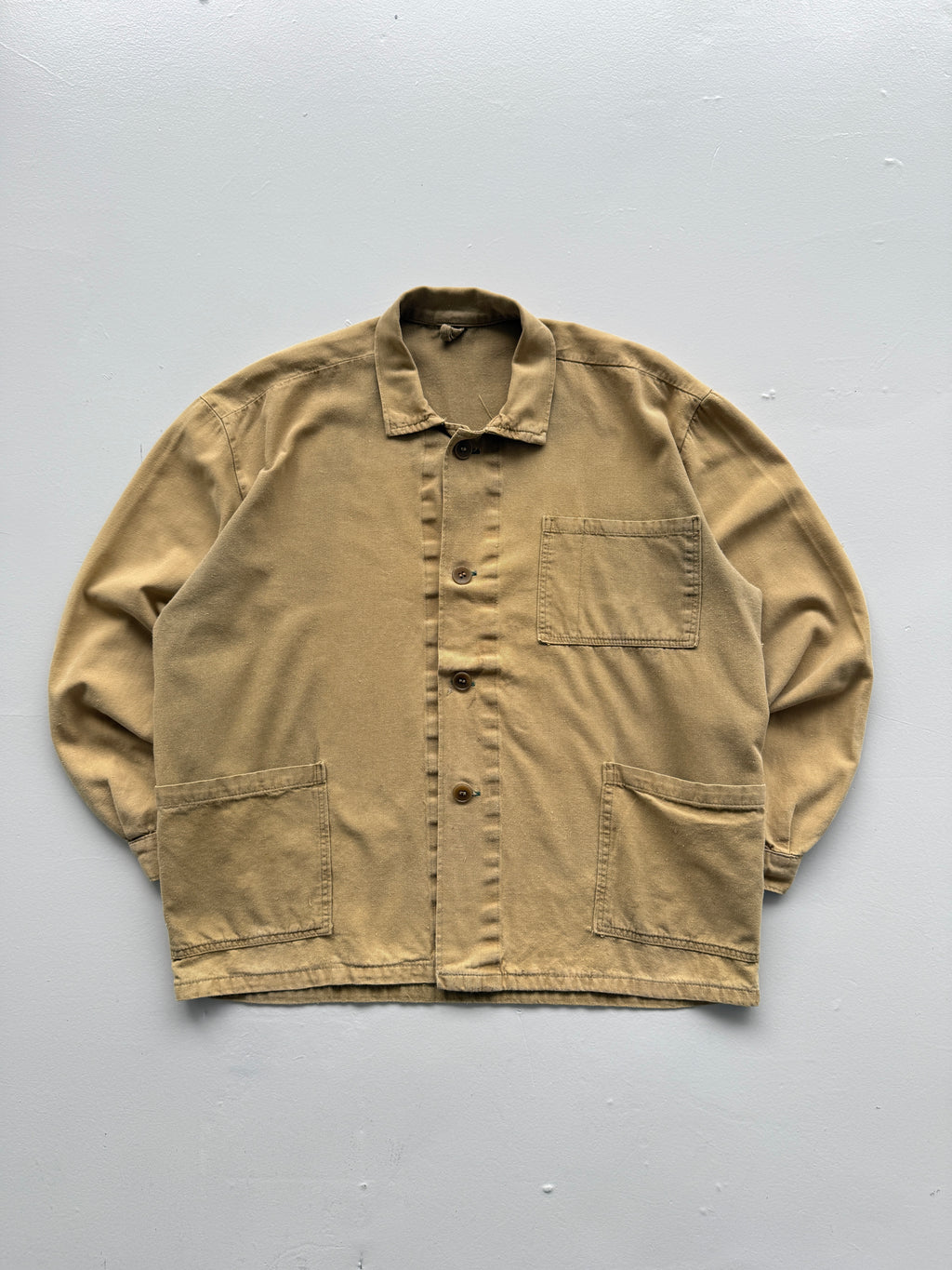 Beige French Chore Jacket 80's Vintage Workwear CH161 - Medium