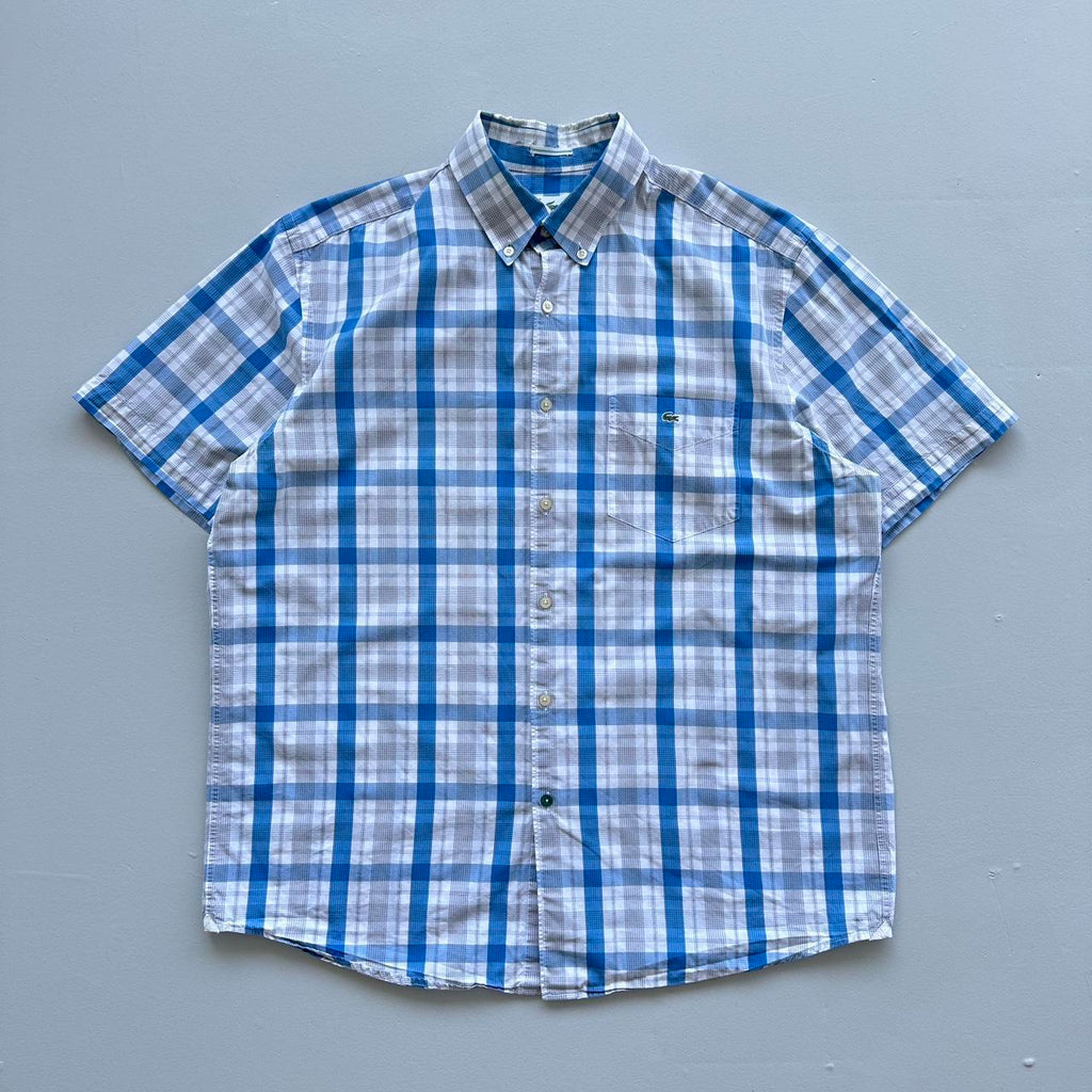 Blue / White Checkered Lacoste Button-Up Shirt - XL