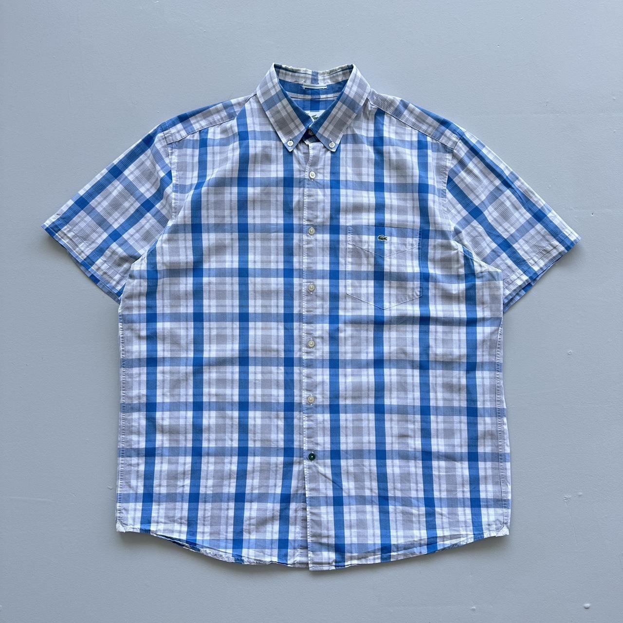 Blue / White Checkered Lacoste Button-Up Shirt - XL