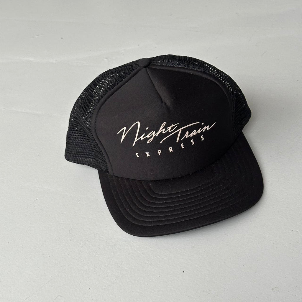 Black Night Train Express Vintage Foam and Mesh SnapBack Trucker Cap