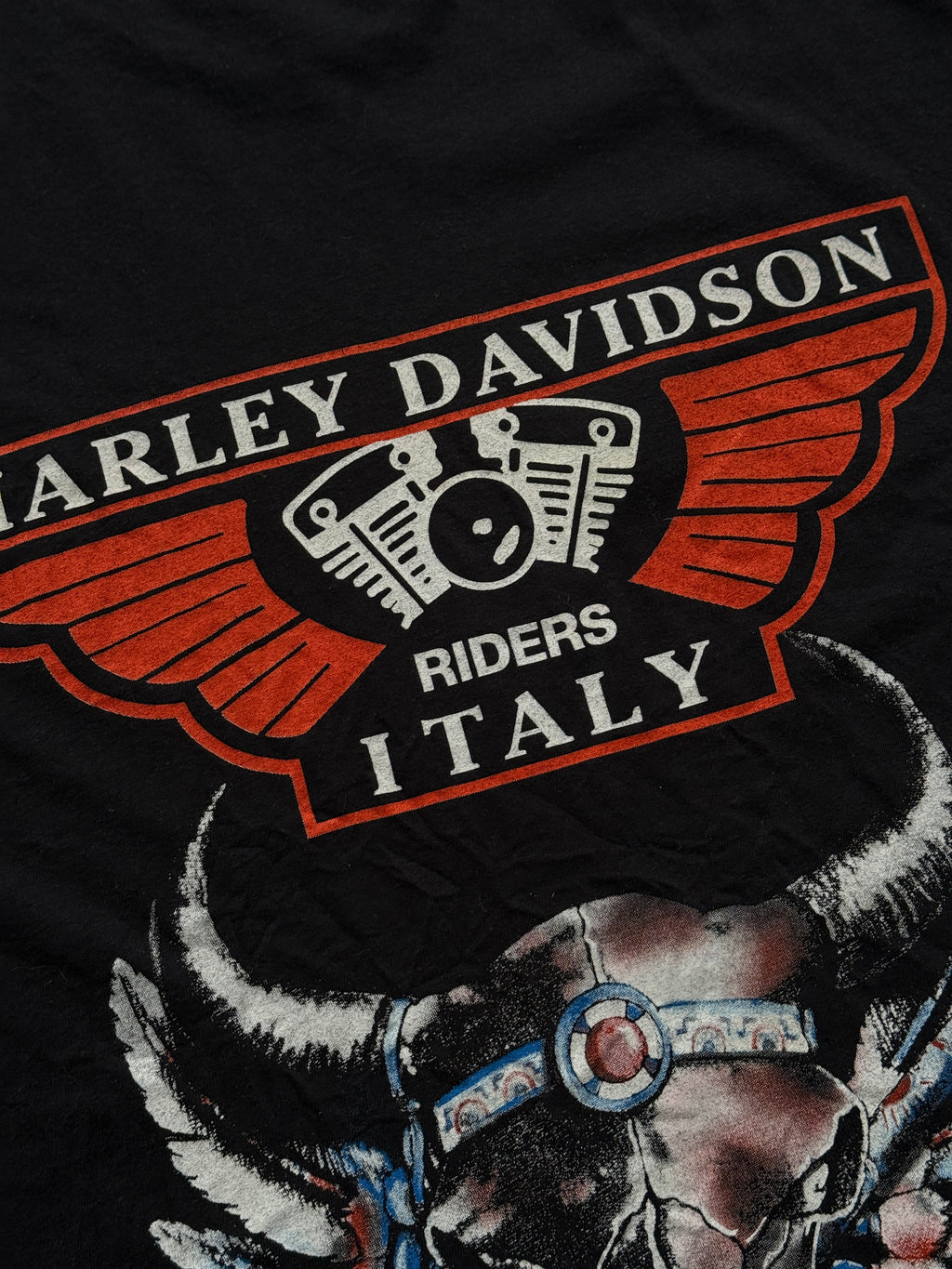 Black Italian Harley Davidson Vintage T-Shirt 90's - Large