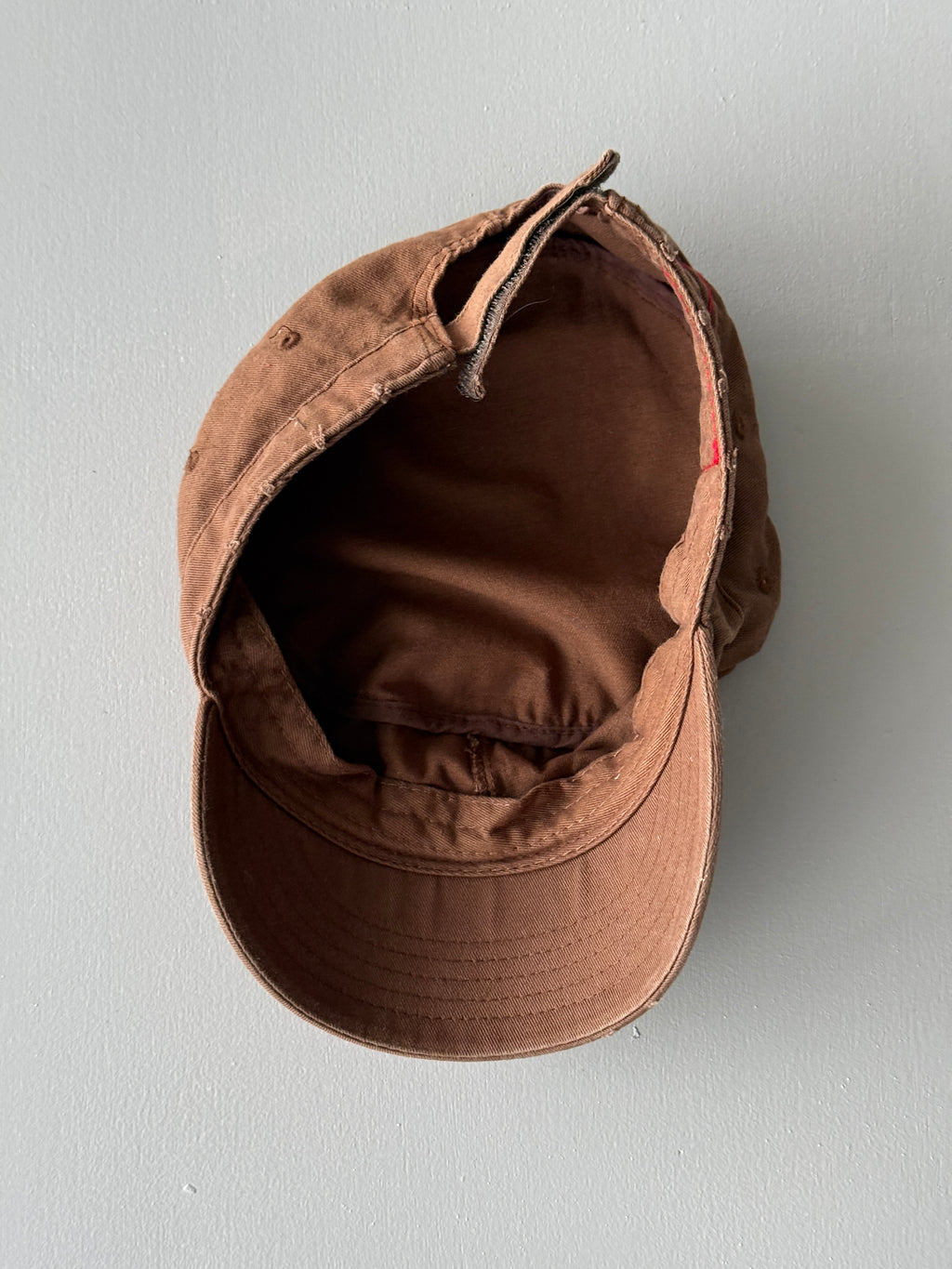 Brown Distressed Y2K Cadet Cap Military Style 00's Grunge Aesthetic