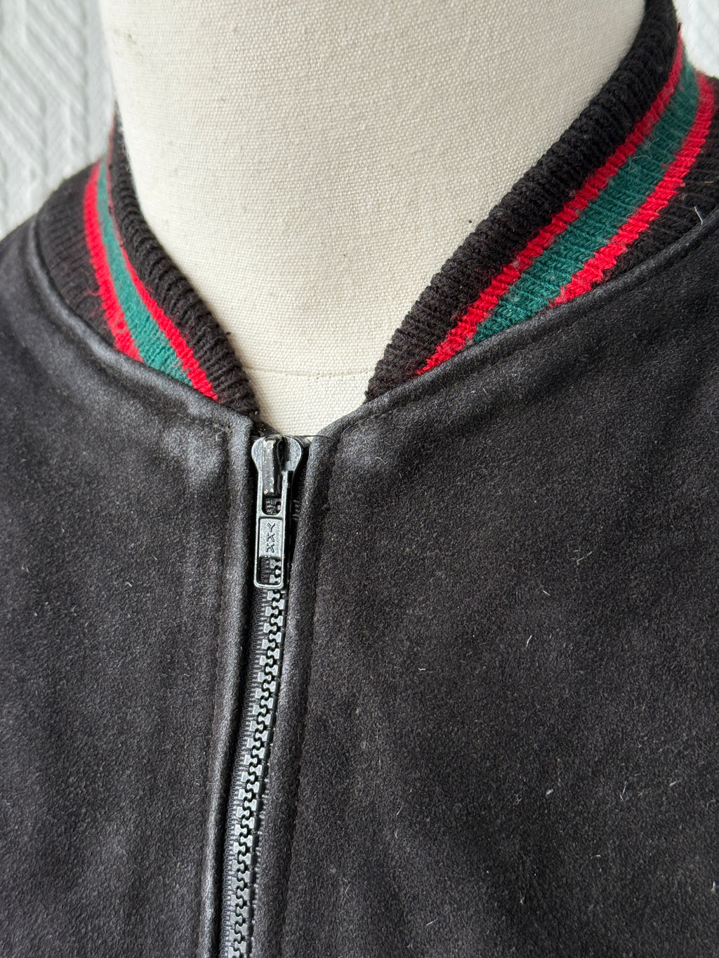 Black 90's Vintage Suede Golf Bomber Jacket - Boxy Large