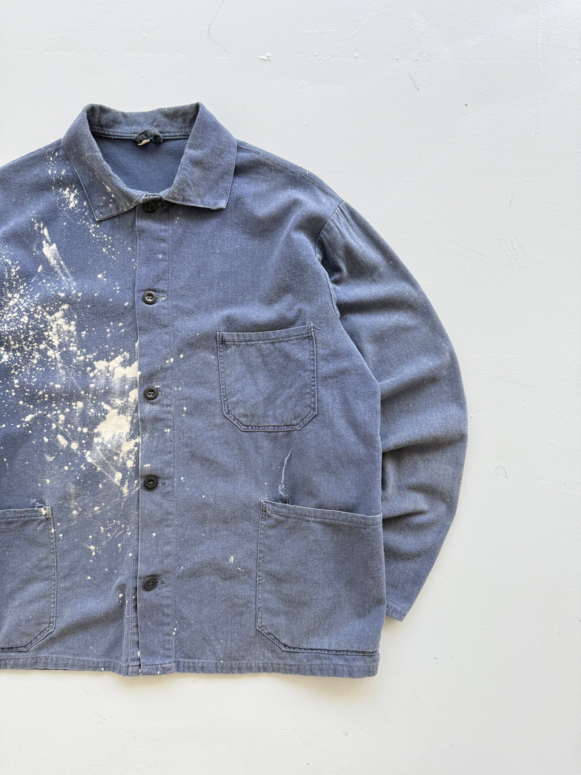 Thrashed Blue French Vintage Workwear Chore Jacket CH362 - Medium
