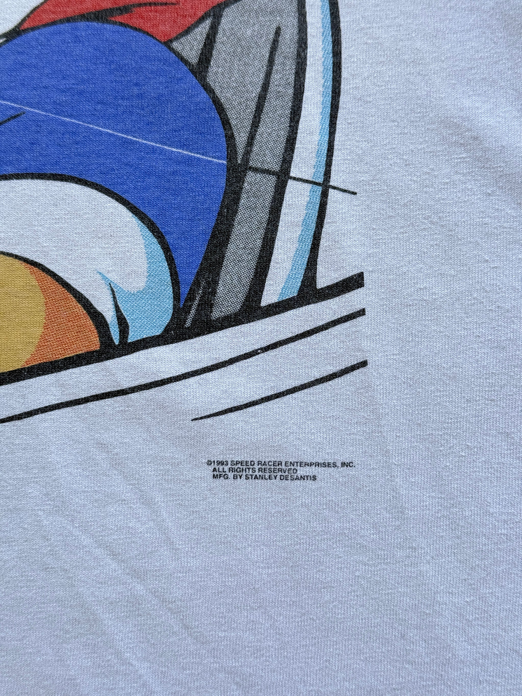 White Speed Racer 90's Vintage Anime Graphic Ringer T-Shirt - Medium
