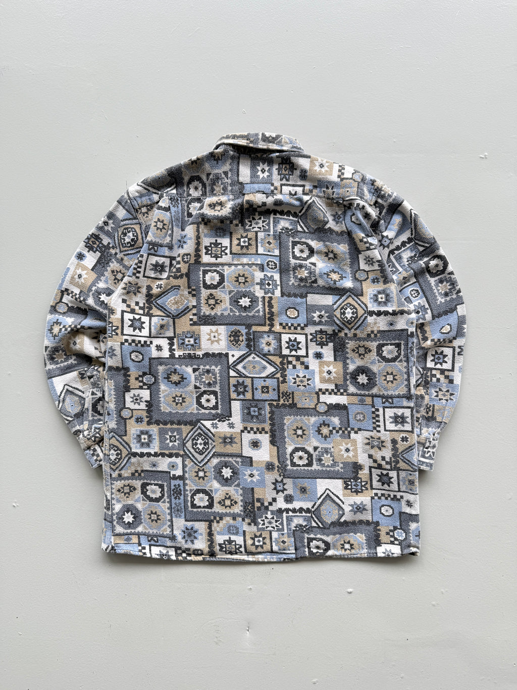 Blue Western Pattern West Valley 90's Vintage Long Sleeve Shirt - Small