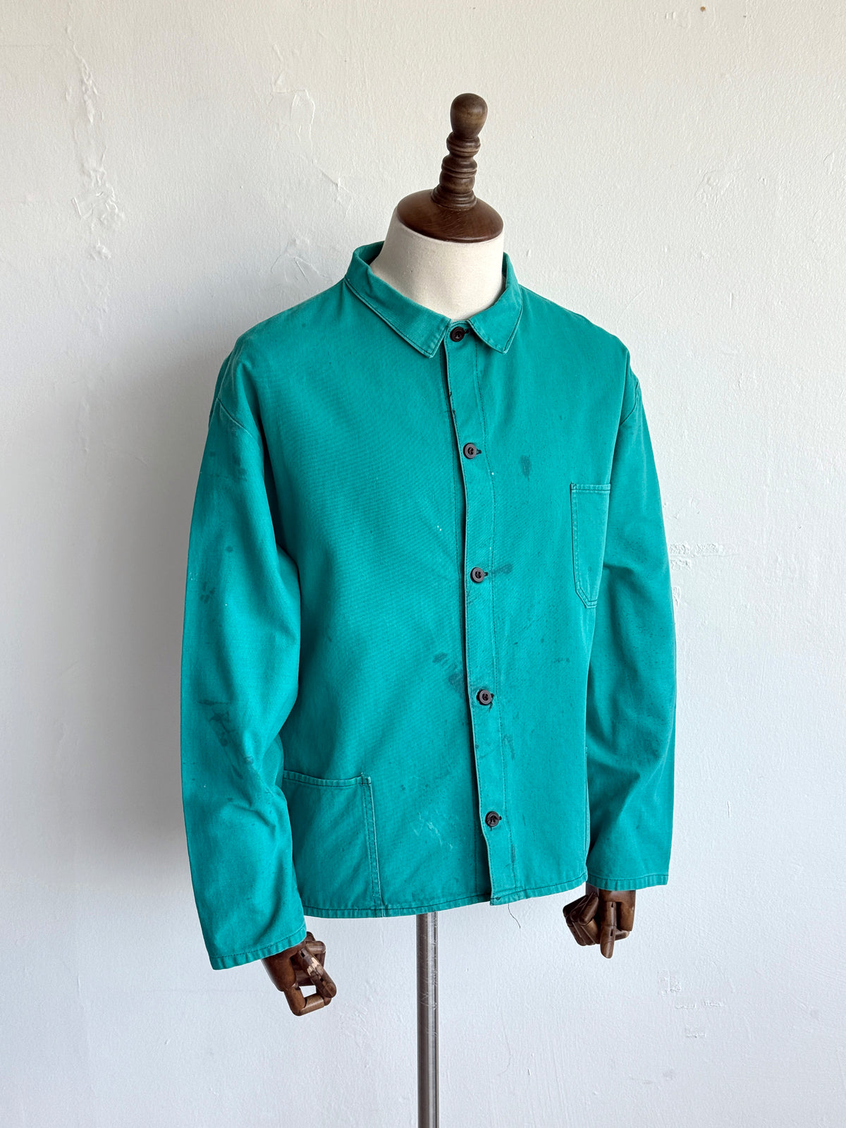 Turquoise French 1970's Vintage Workwear Chore Jacket CH485 - Medium