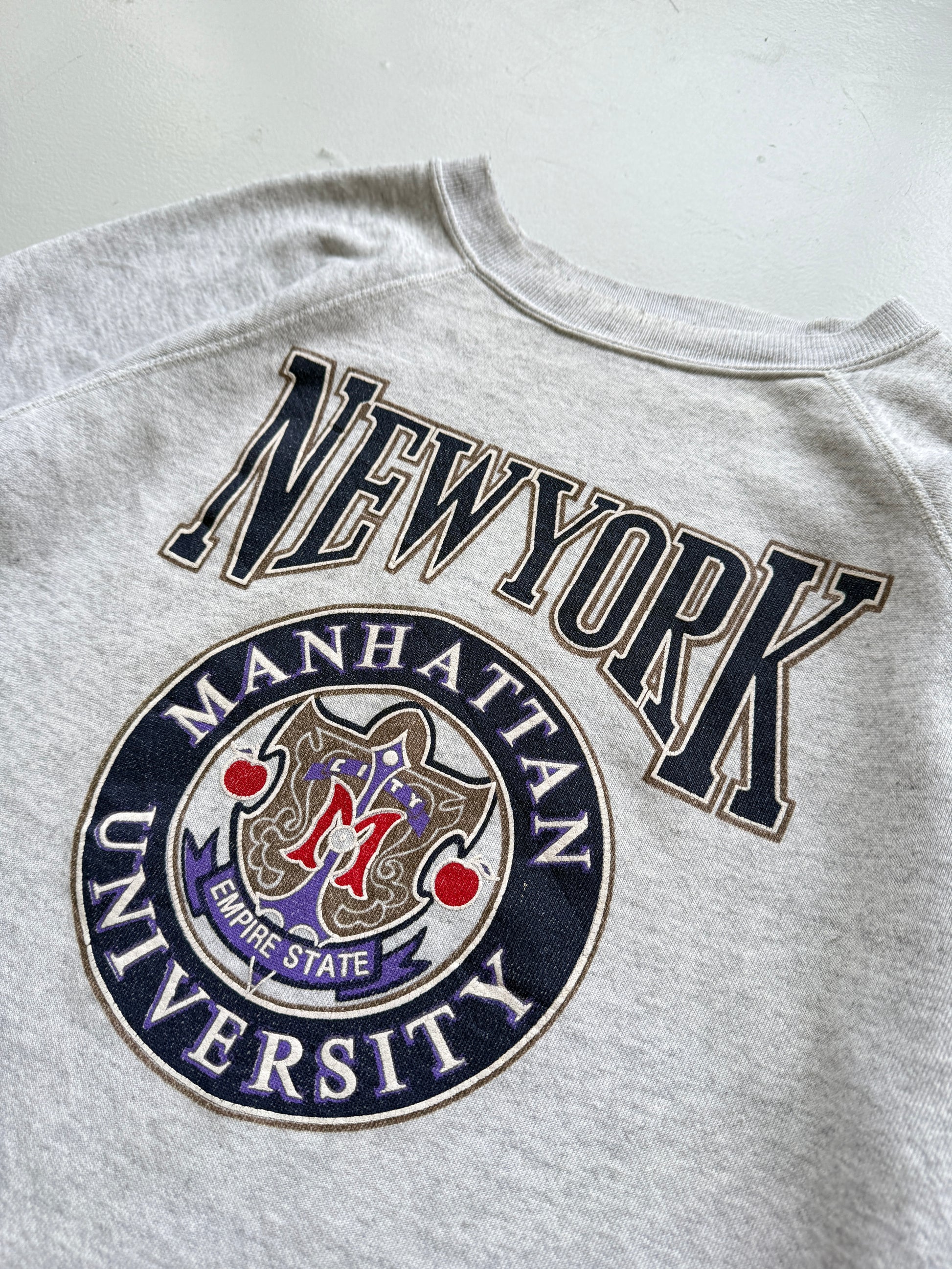 Grey New York 90's Vintage Graphic Tourist Sweatshirt Jumper - Small