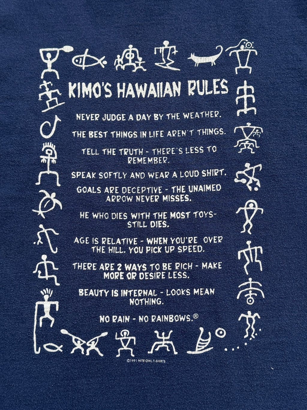 Navy Blue Hawaii 00's Vintage Tourist Graphic T-Shirt - Large