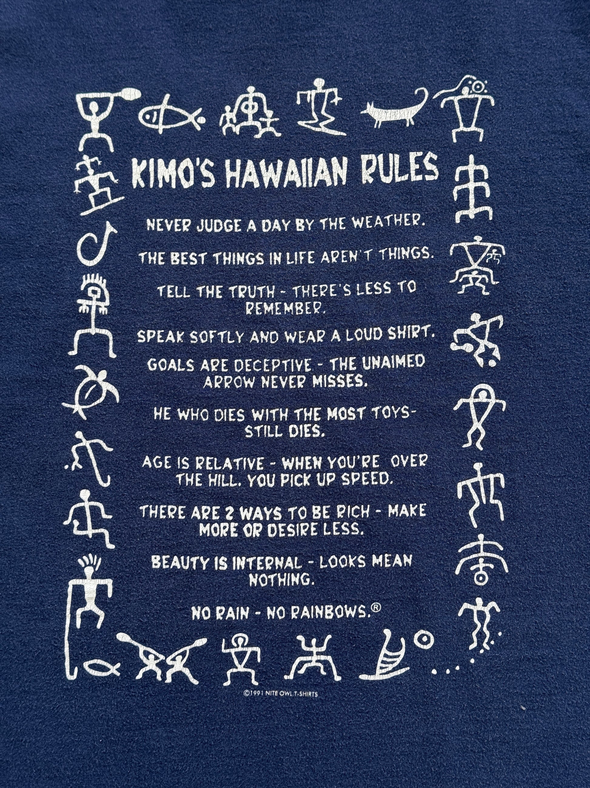 Navy Blue Hawaii 00's Vintage Tourist Graphic T-Shirt - Large