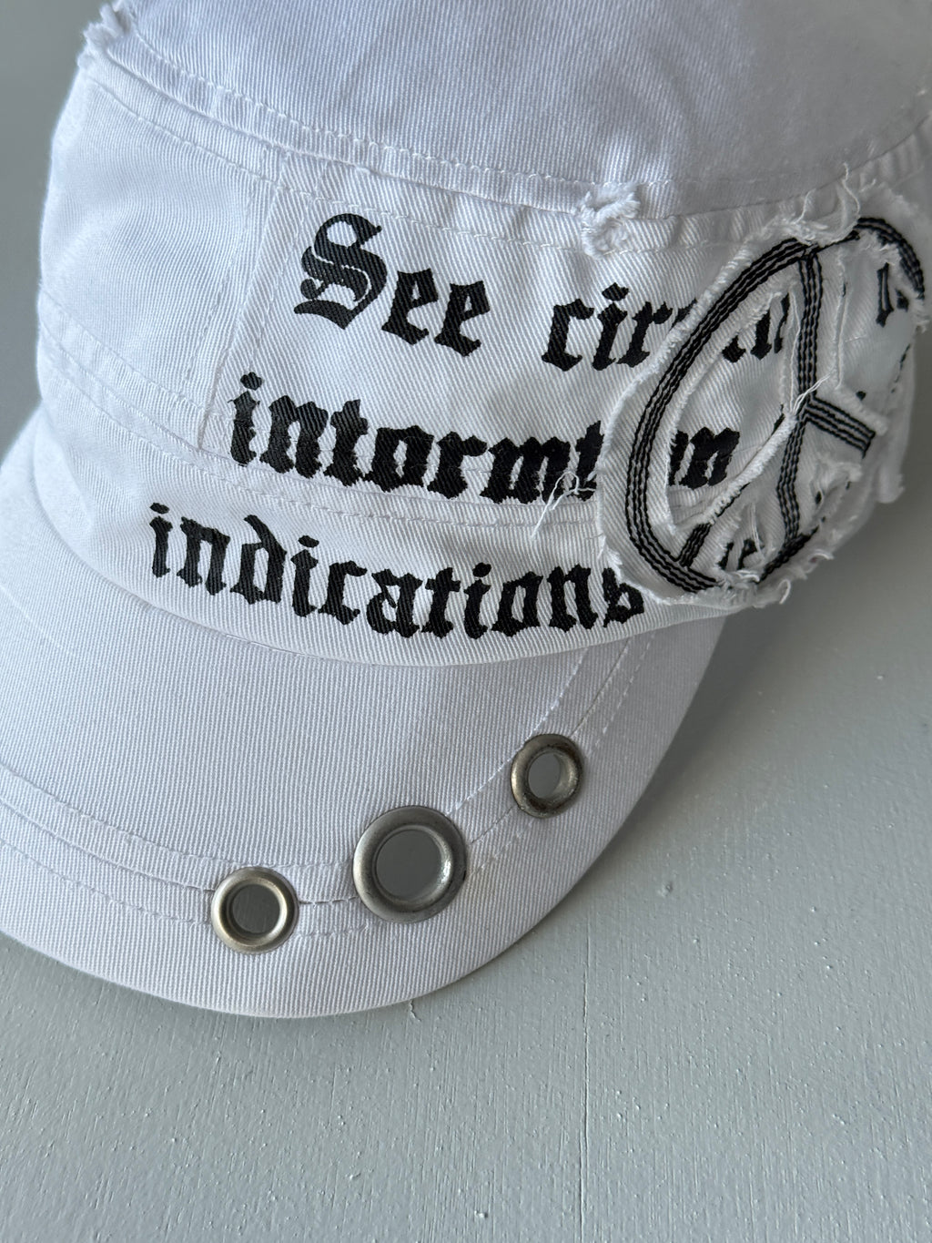 White Gothic Y2K Cadet Cap Military Style 00's Grunge Aesthetic