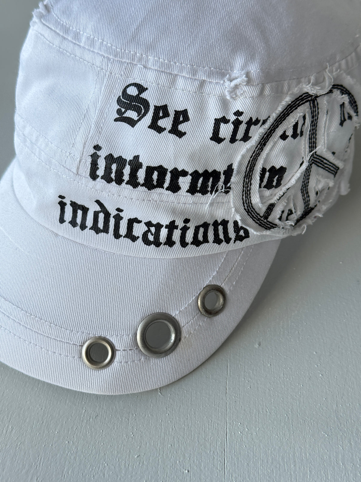 White Gothic Y2K Cadet Cap Military Style 00's Grunge Aesthetic