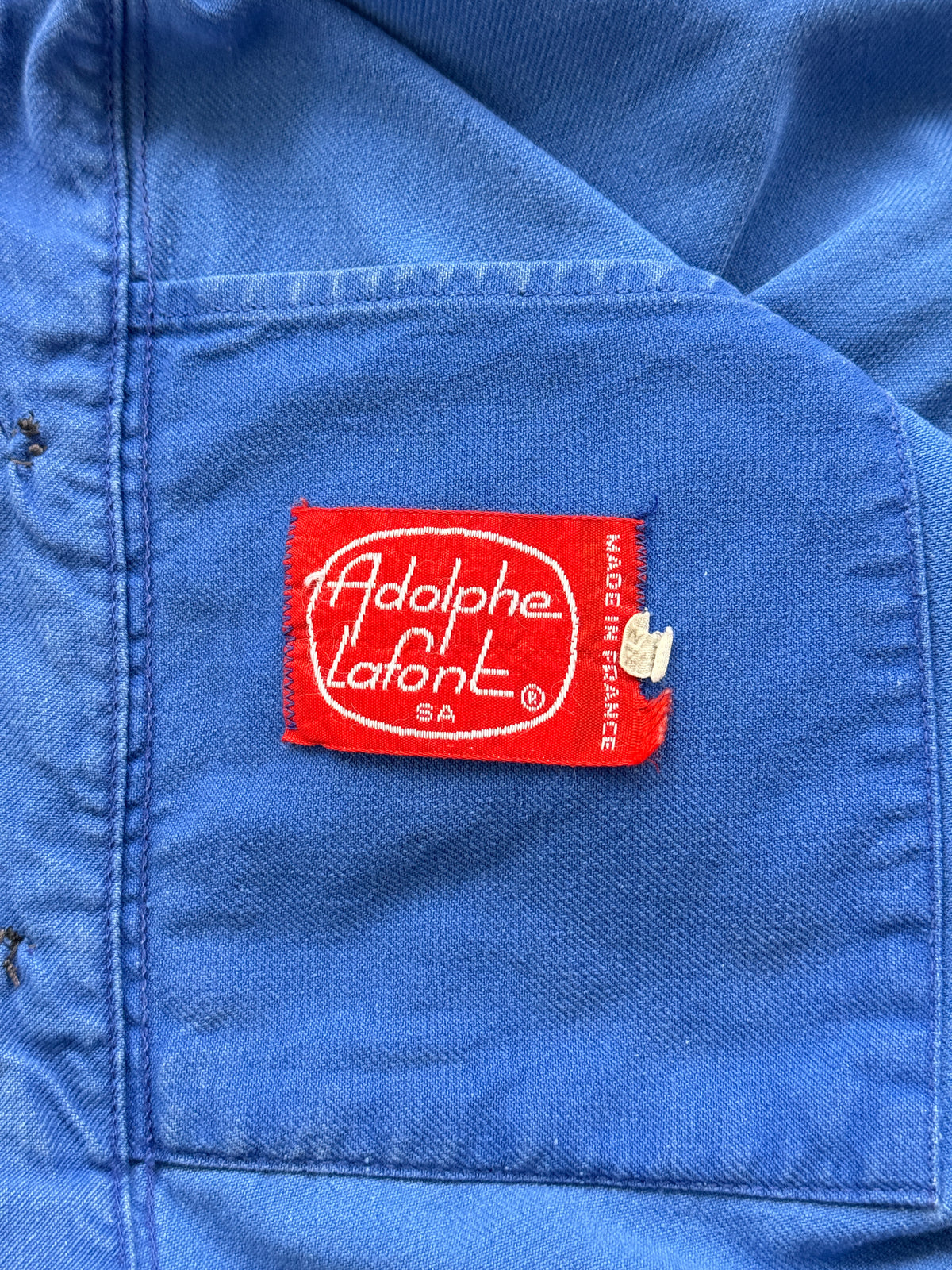 Thrashed Blue Adolphe Lafont 70's Vintage Workwear Chore Jacket CH522 - Small