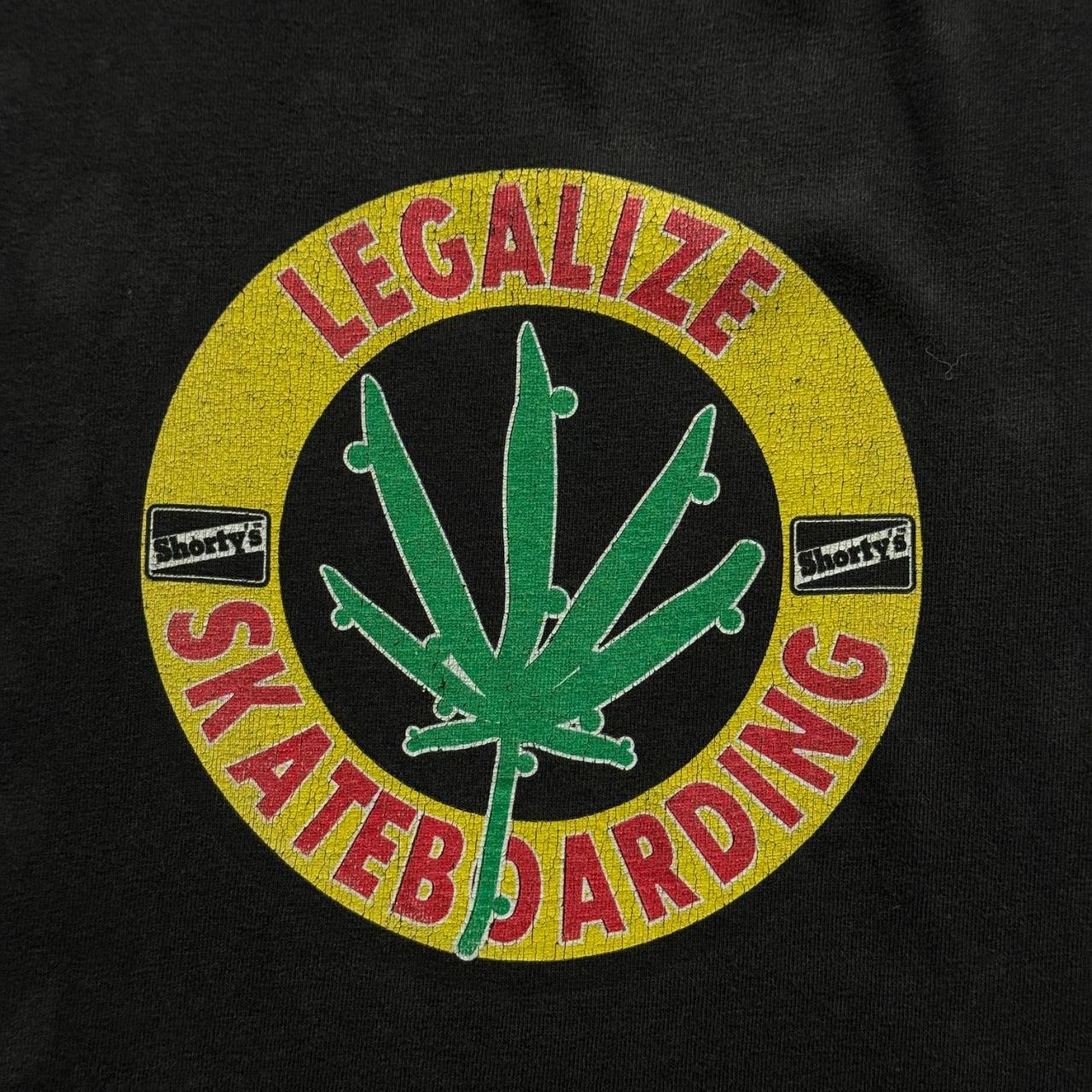 Black Shortys 'Legalise Skateboarding' 90s Vintage Graphic T-Shirt - Large