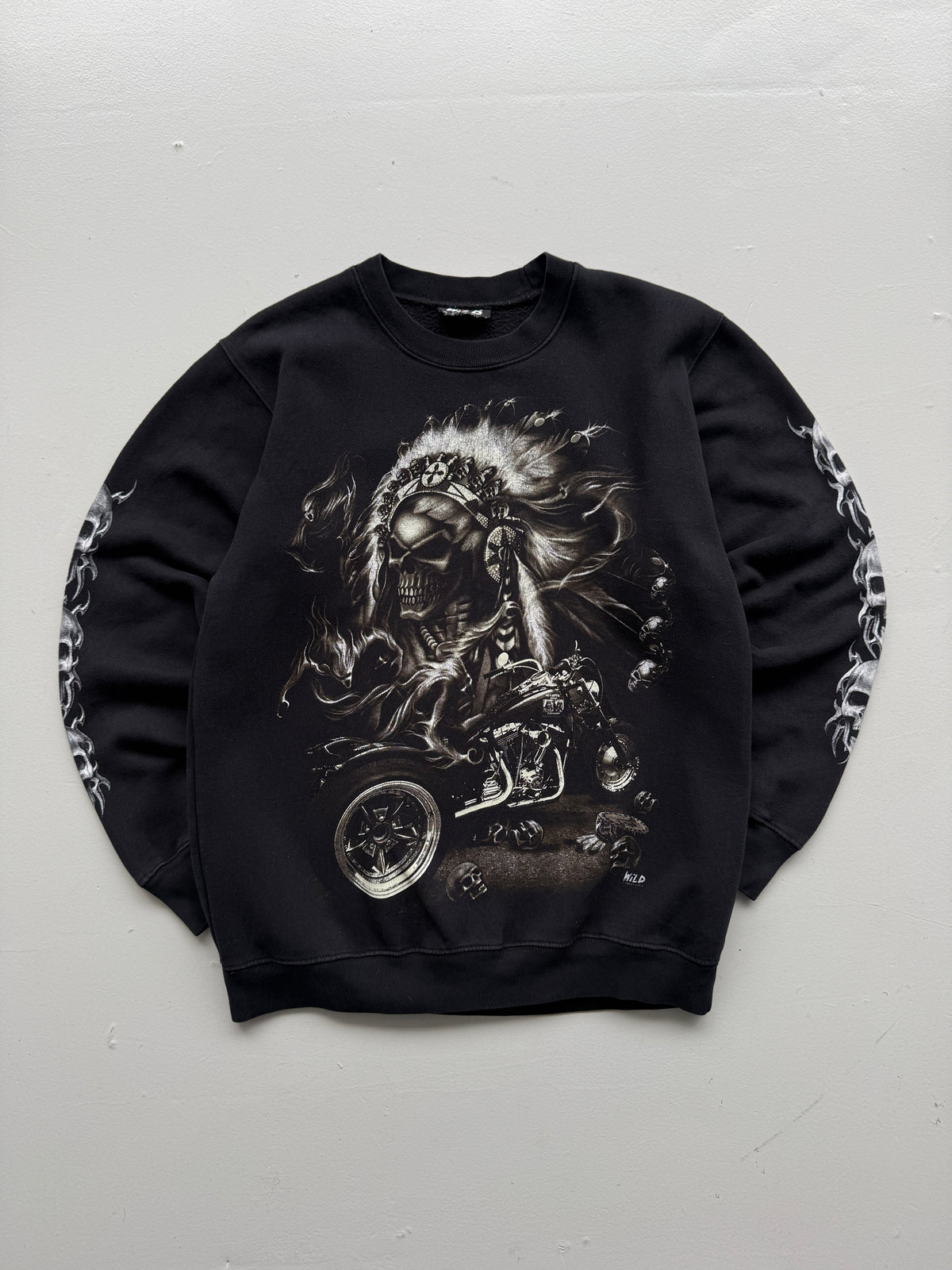 Wild Gothic Skull Biker 00s Vintage Graphic Sweatshirt