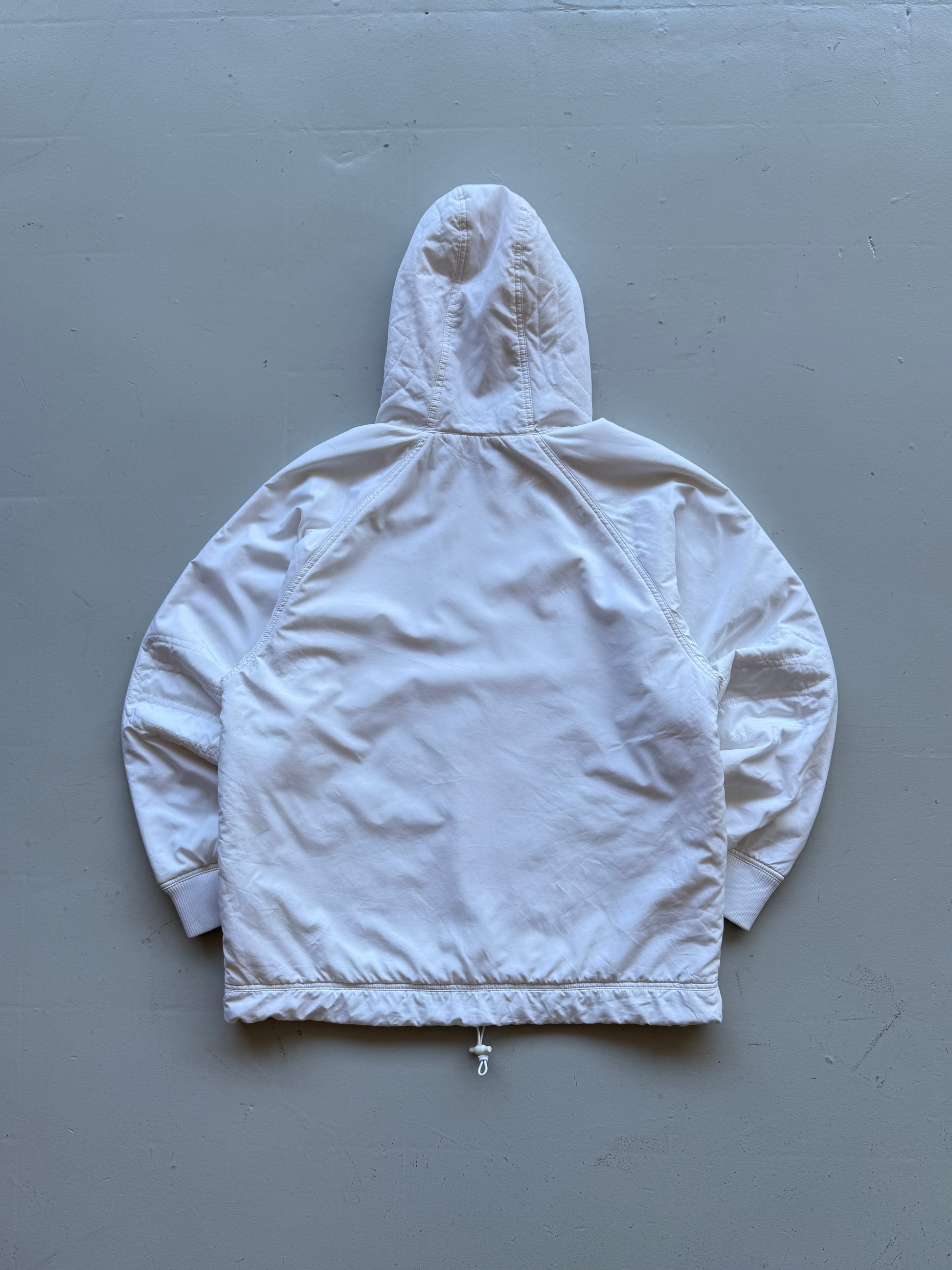 White Adidas 90's Vintage 1/4 Zip Shell Jacket - Medium