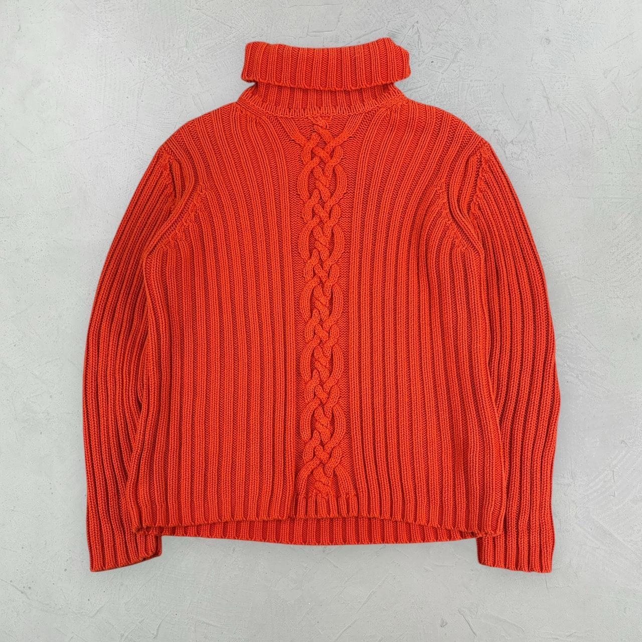 Vintage Orange Rope Knit 90's Sweatshirt - Small